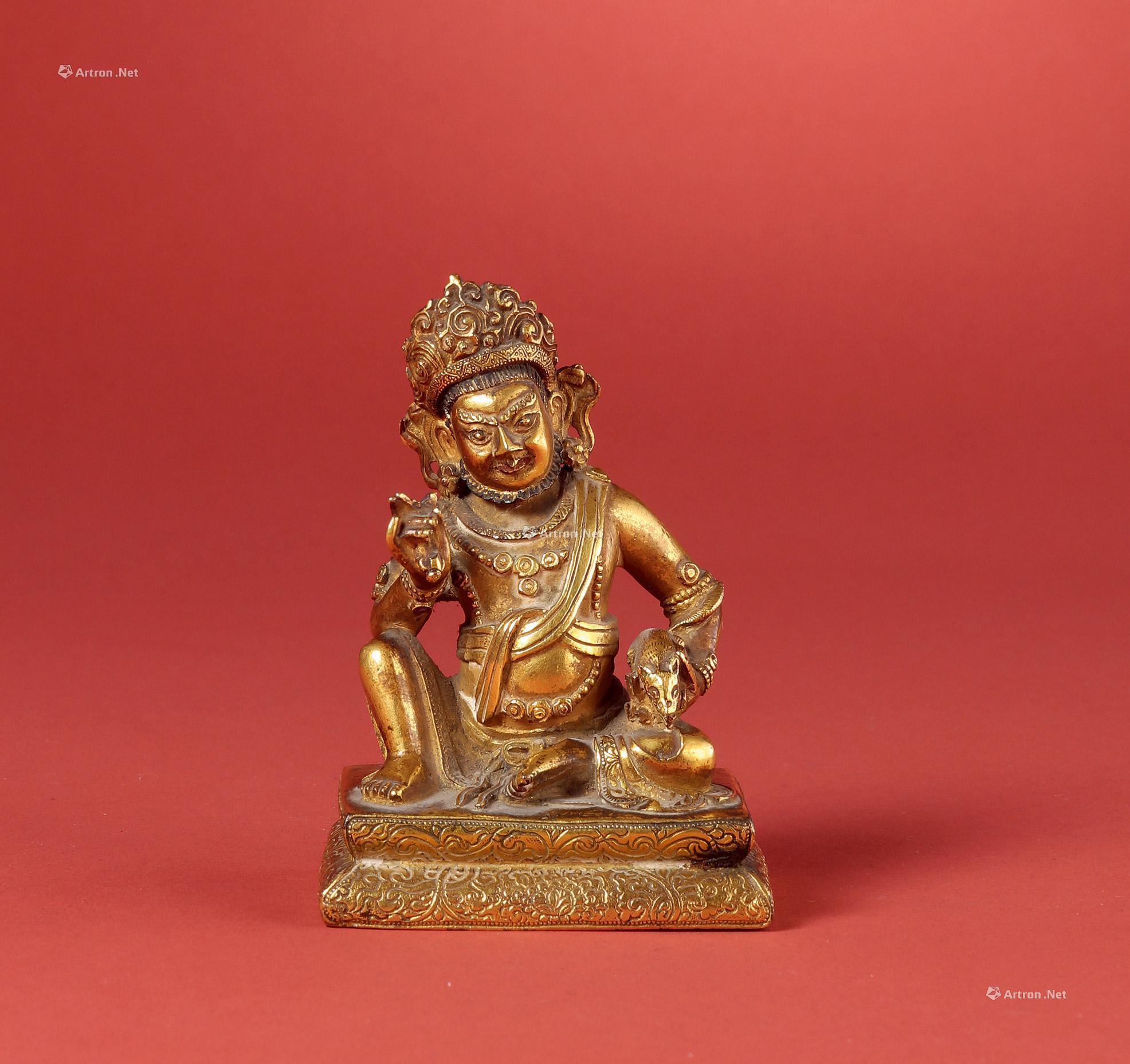 清乾隆 铜鎏金黄财神