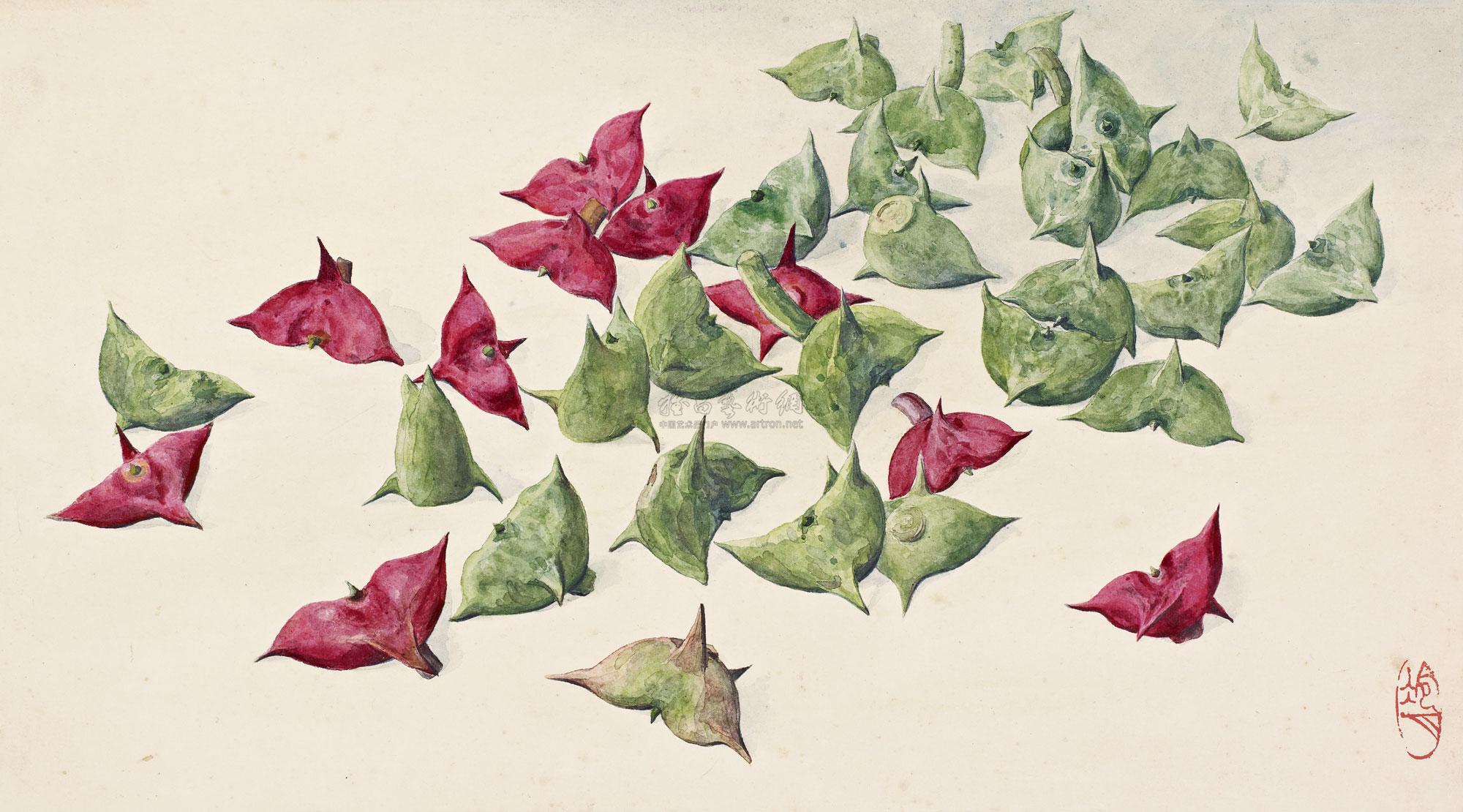 陶冷月 1940年代作 红菱绿菱