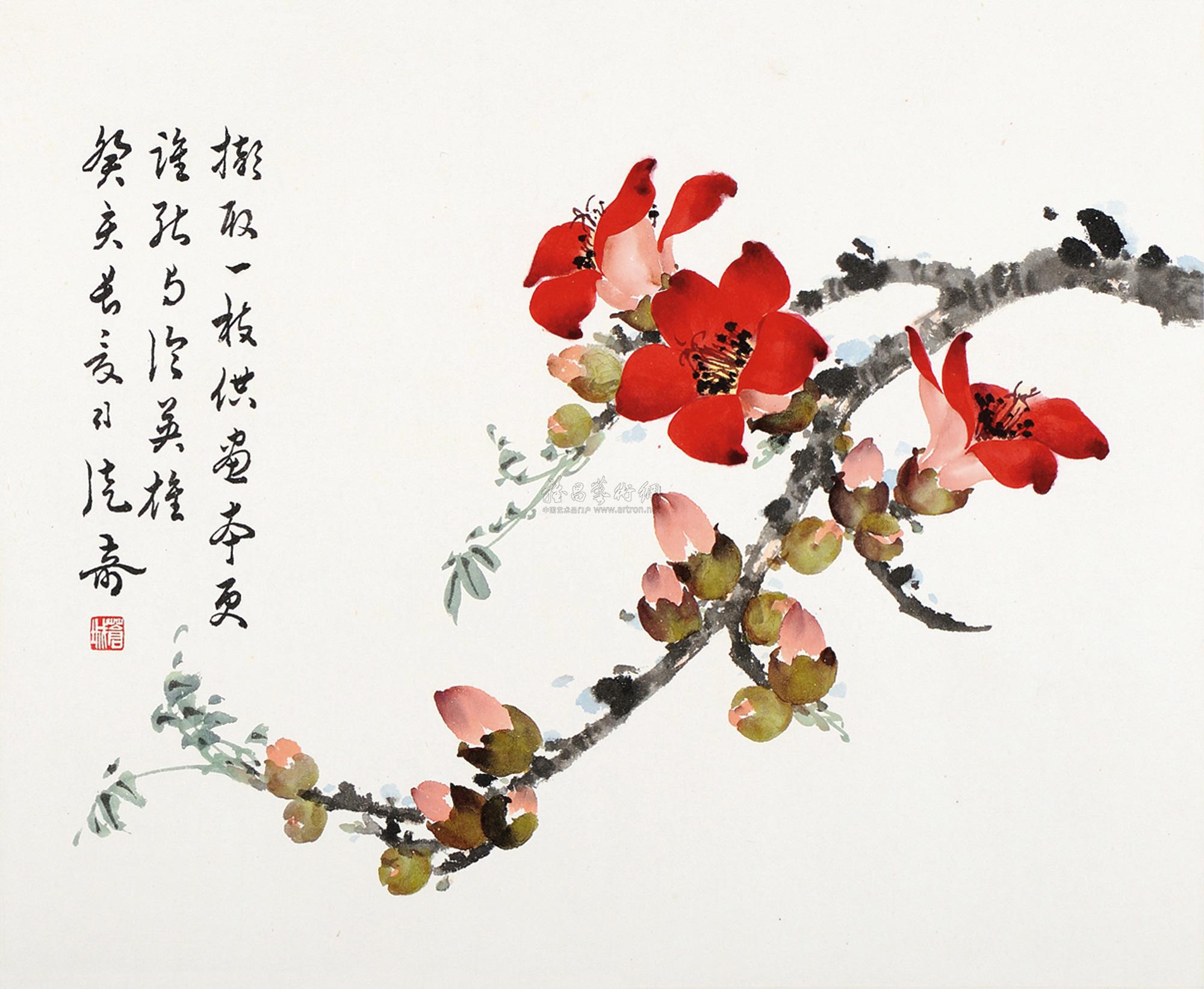 司徒奇 癸亥(1983年)作 红棉 镜心