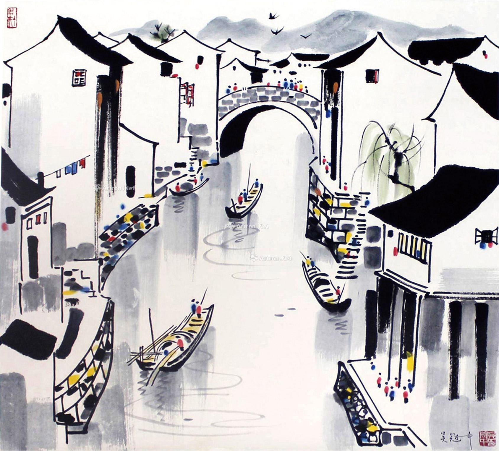 吴冠中 (款) 江南水乡图 (一件) 立轴