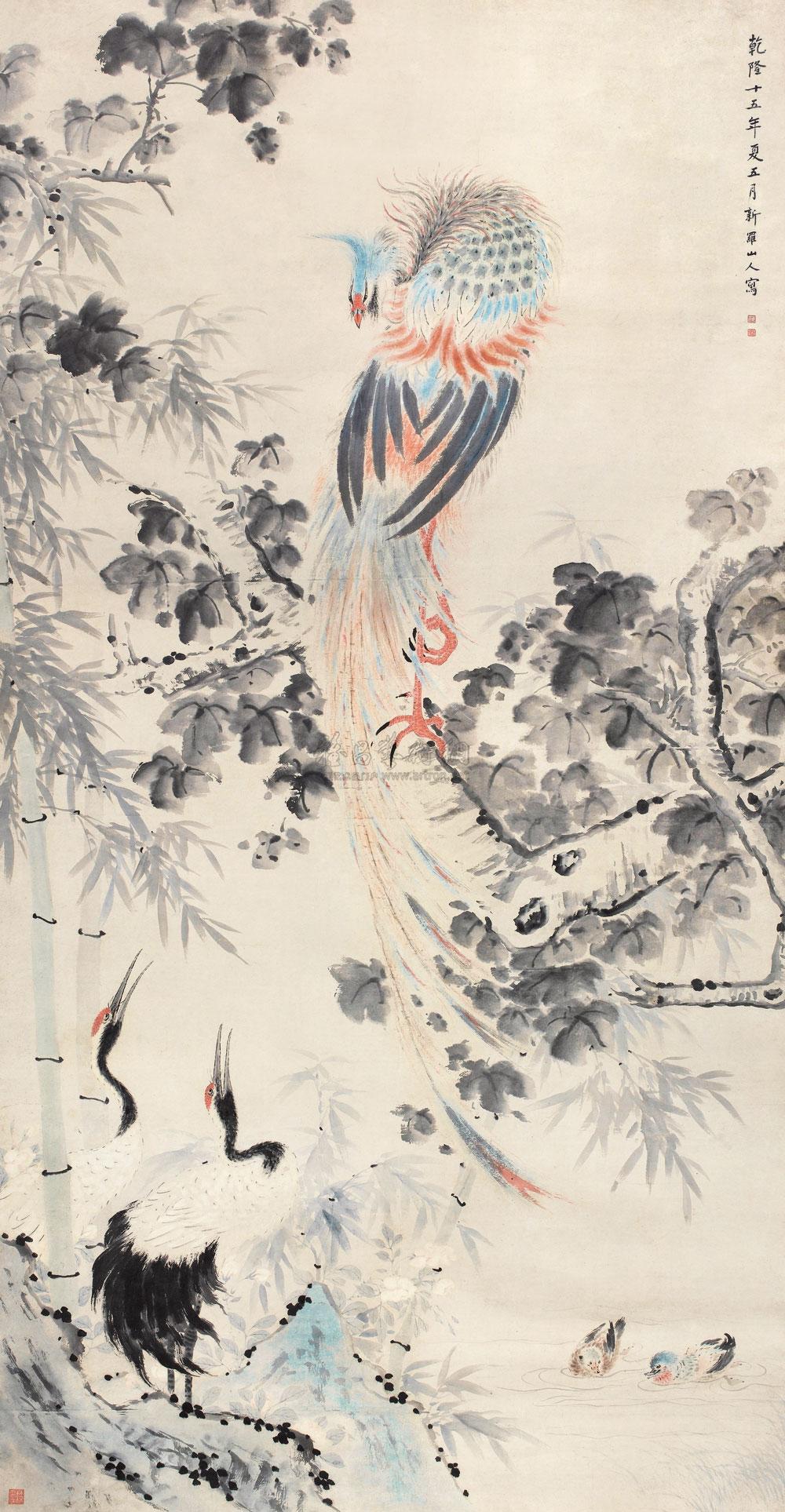 10621750年作五伦图立轴纸本