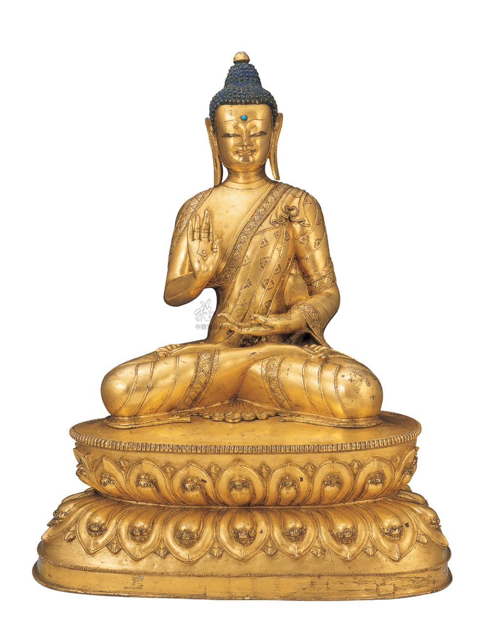 明 铜鎏金狮子吼佛像