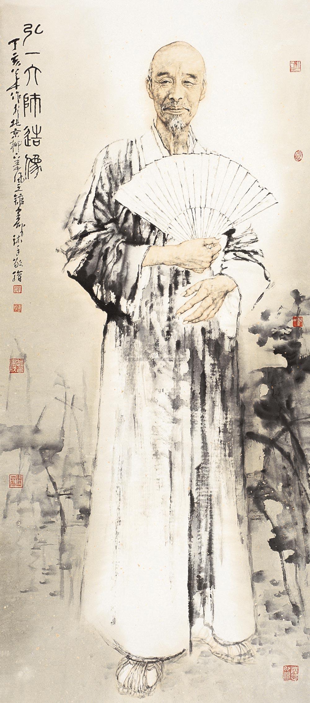 0374 2007年作 弘一法师像 镜心 设色纸本