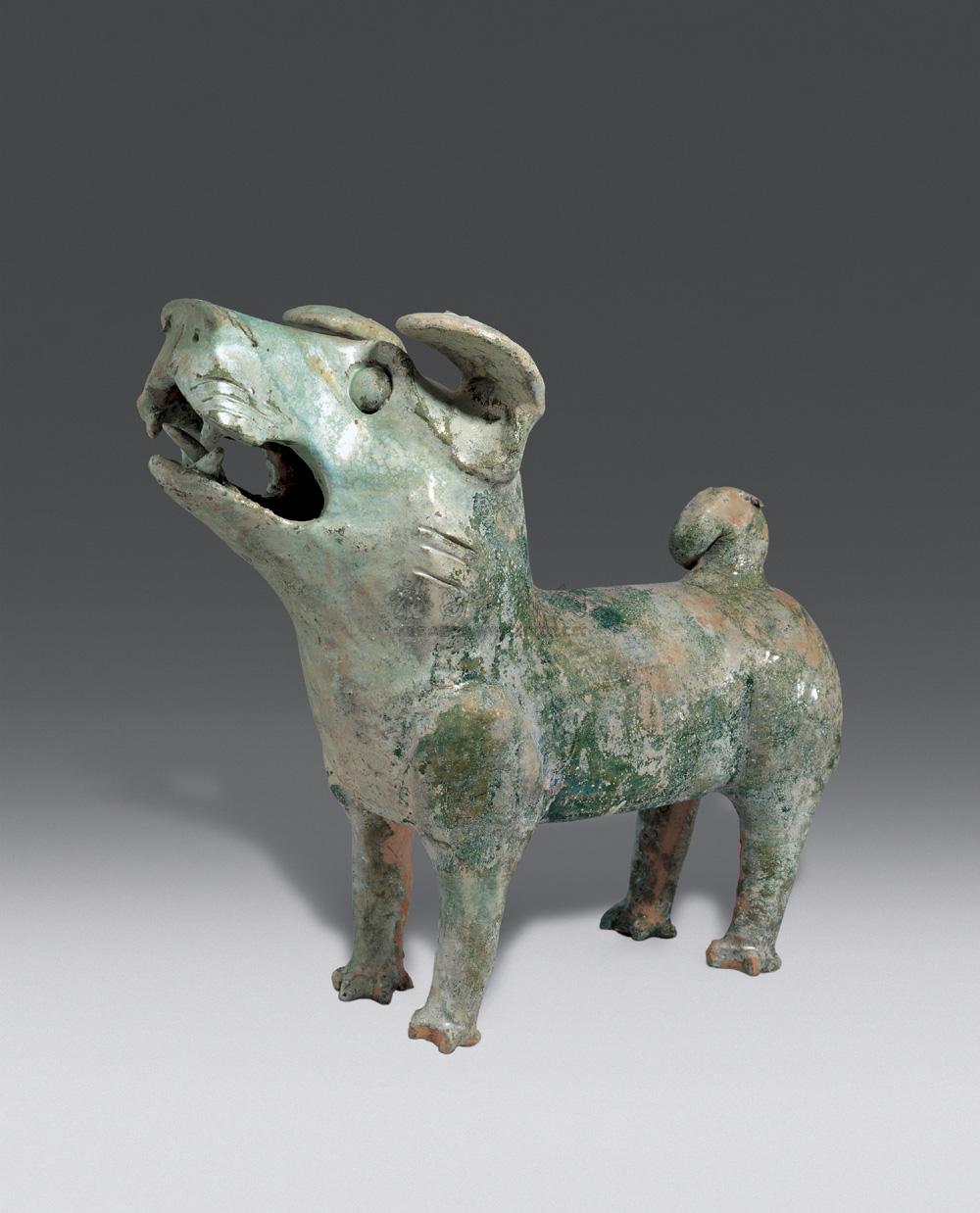 东汉   绿釉陶狗