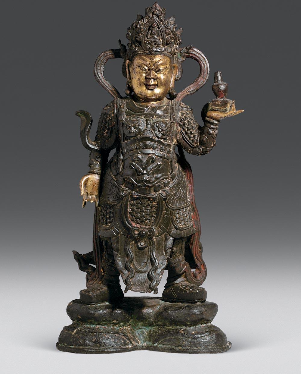 明 铜漆金多闻天王像