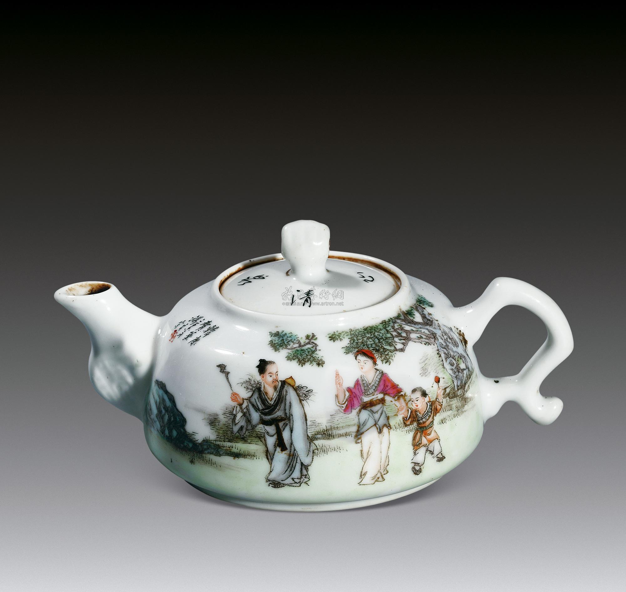 lot0123 王锡良 彩瓷壶《韩康卖药 - 雅昌拍卖图录app