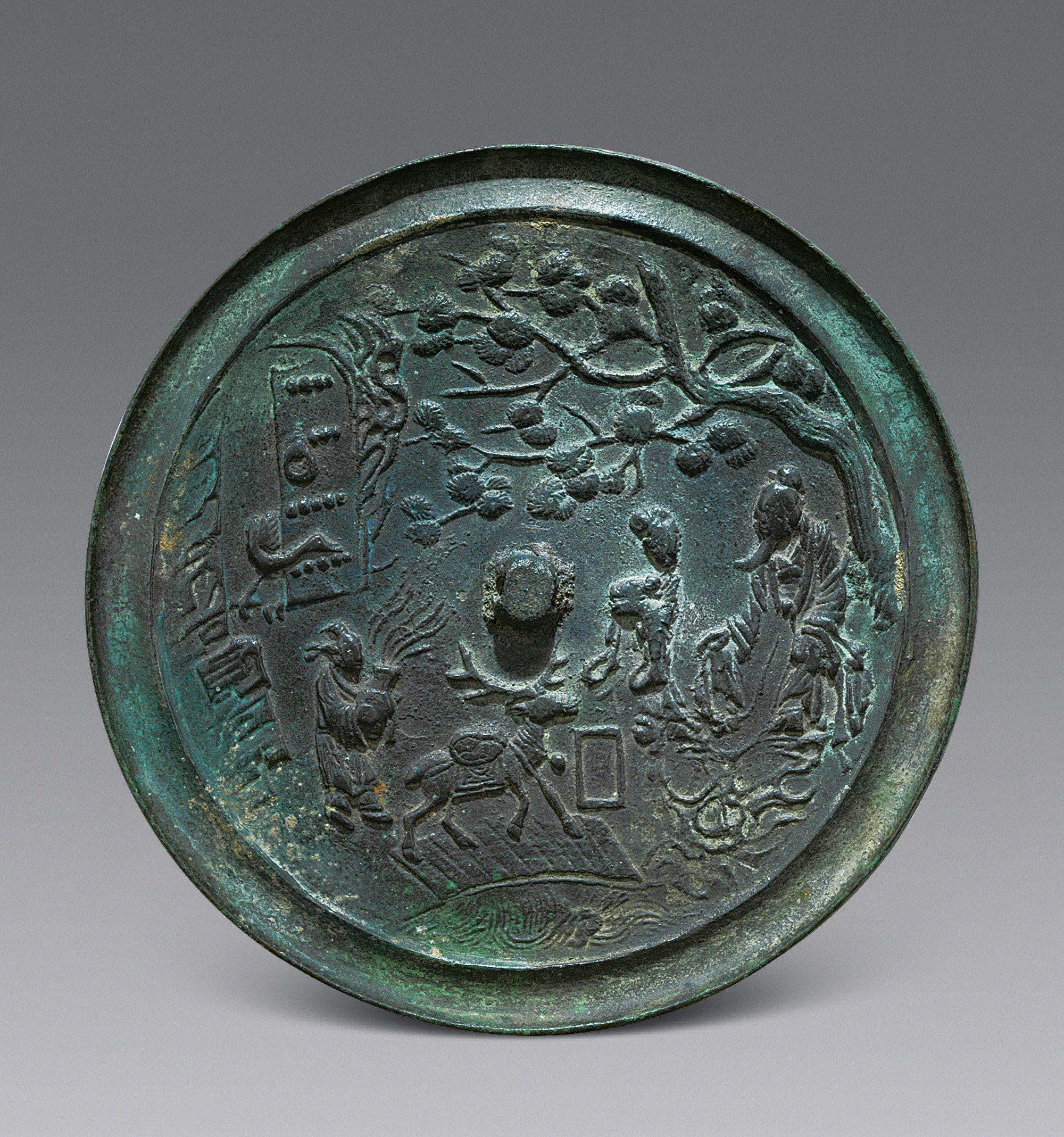 lot1138 鹤鹿同春人物故事镜-铜镜 - 雅昌拍卖图录app