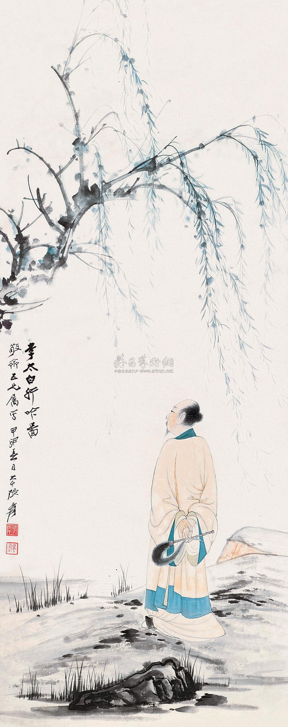 01081944年作李太白行吟图立轴设色纸本