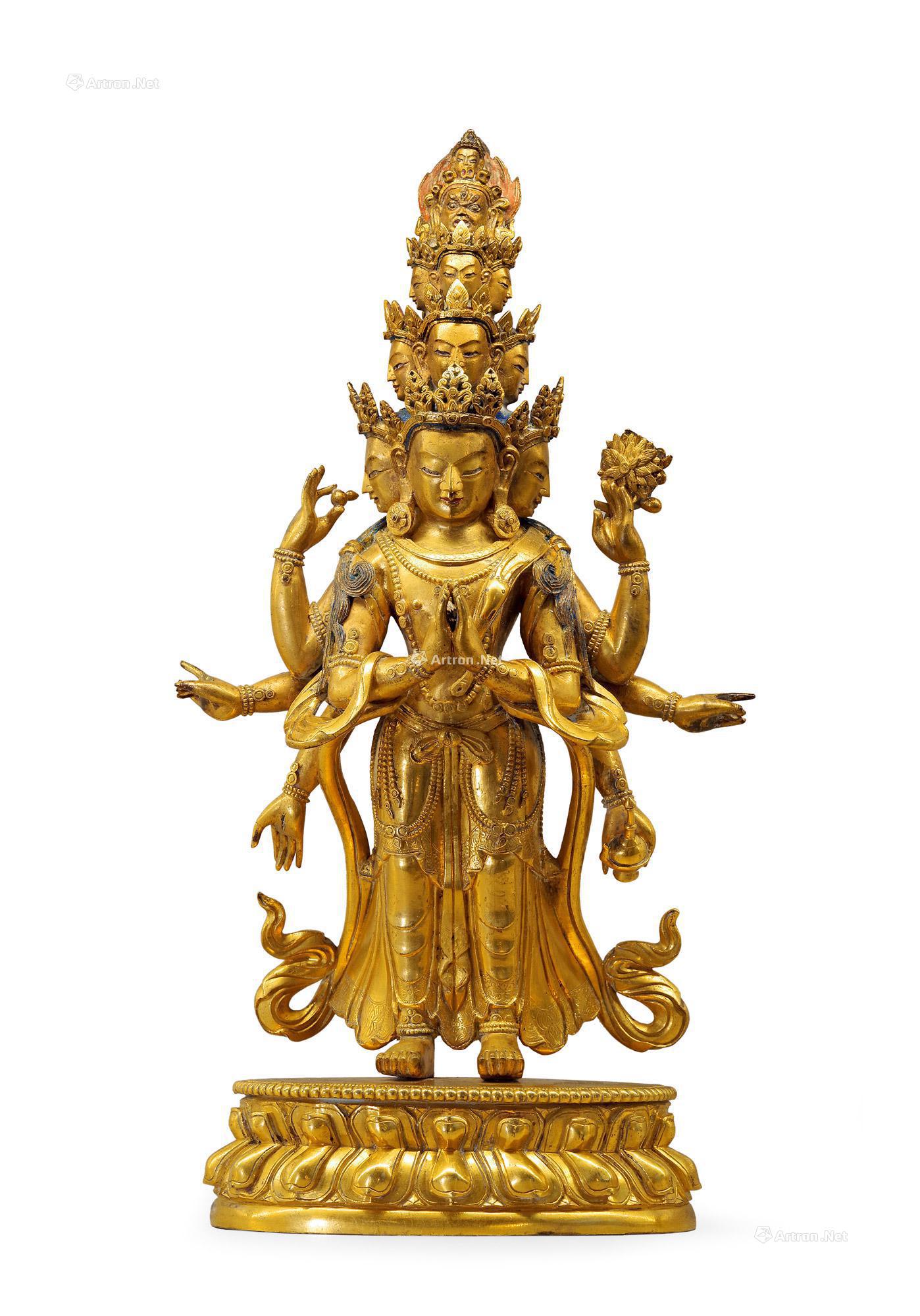 清代 八臂十一面观音像佛