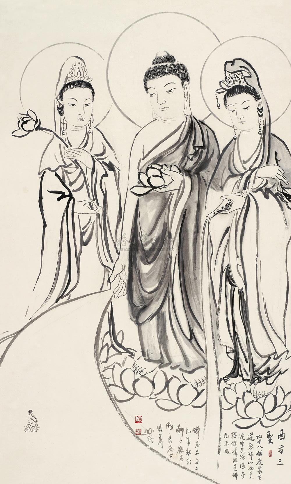 圆霖 西方三圣 立轴