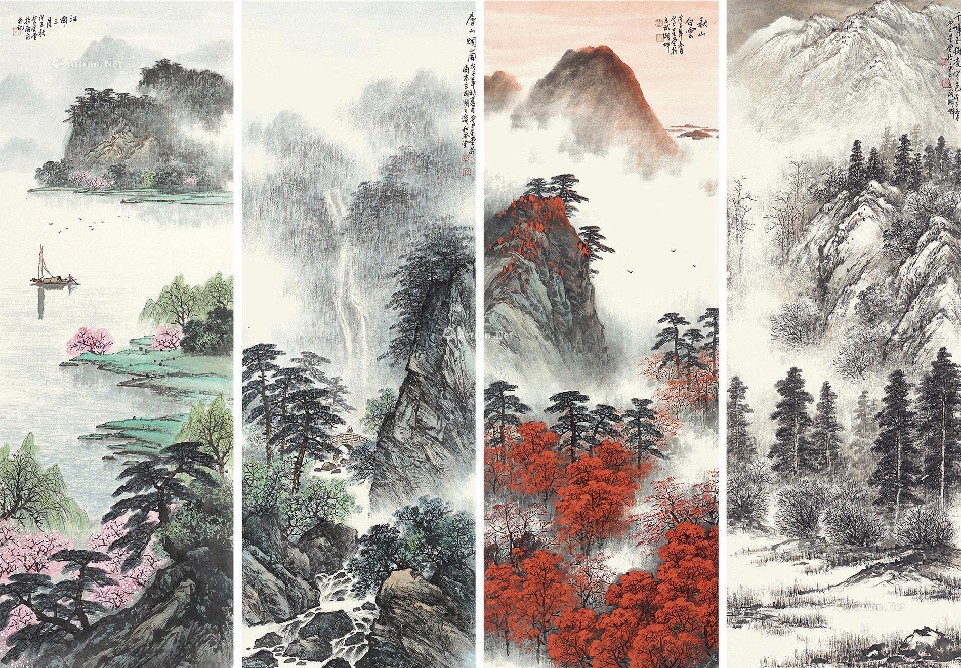 卢星堂 春夏秋冬 镜心