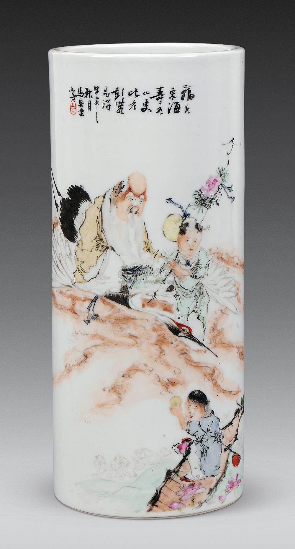 清代 马庆云 人物帽筒