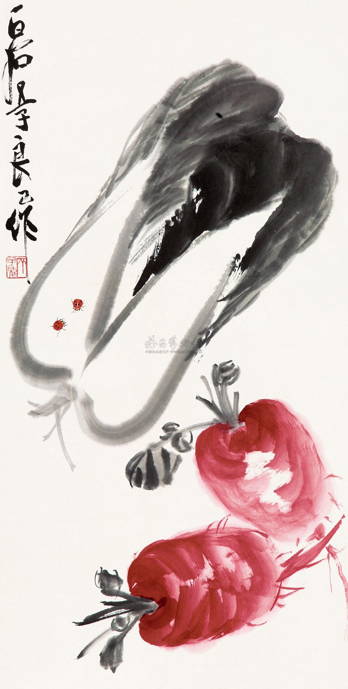 齐良已 白菜萝卜 立轴