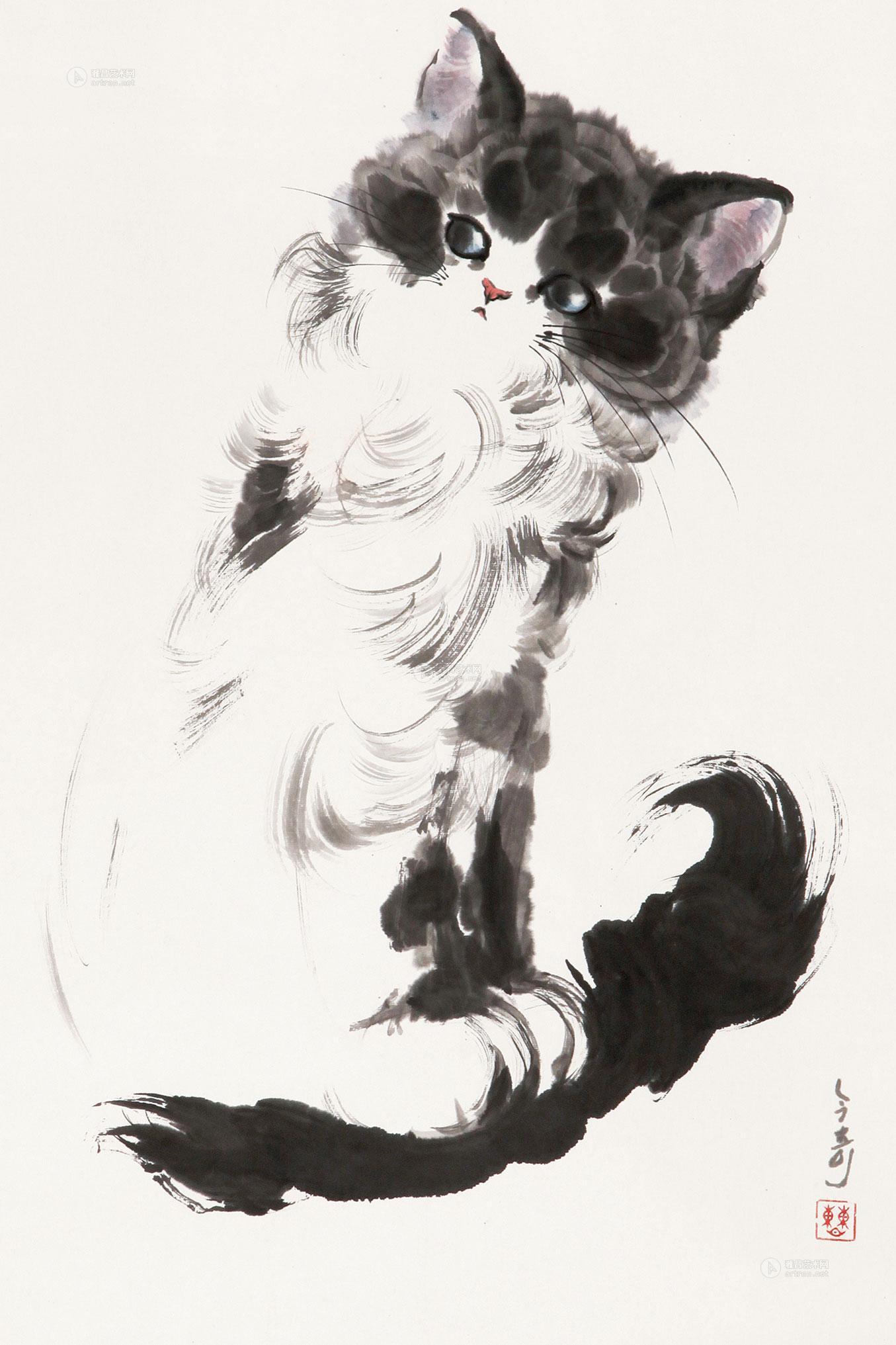 lot4527 曹今奇 猫 立轴-中国书 - 雅昌拍卖图录app