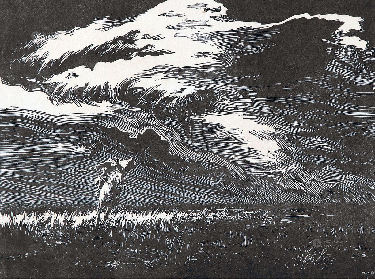 刘仑 草原通讯兵-中国现代版画,名家水粉 - 雅昌拍卖图录app
