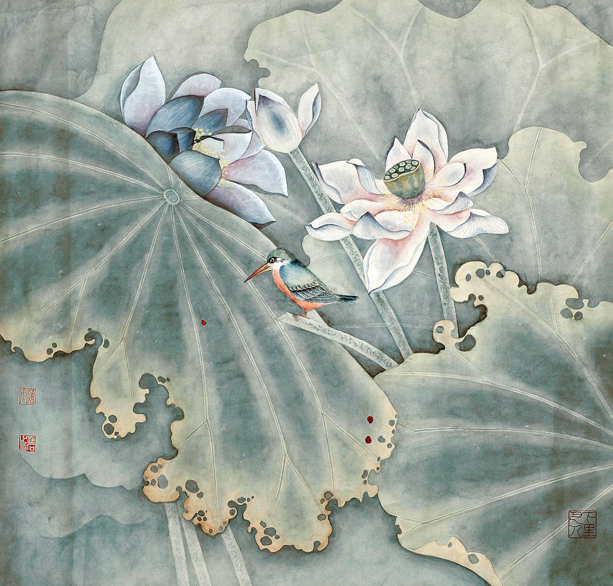 赵蕴玉 工笔荷花