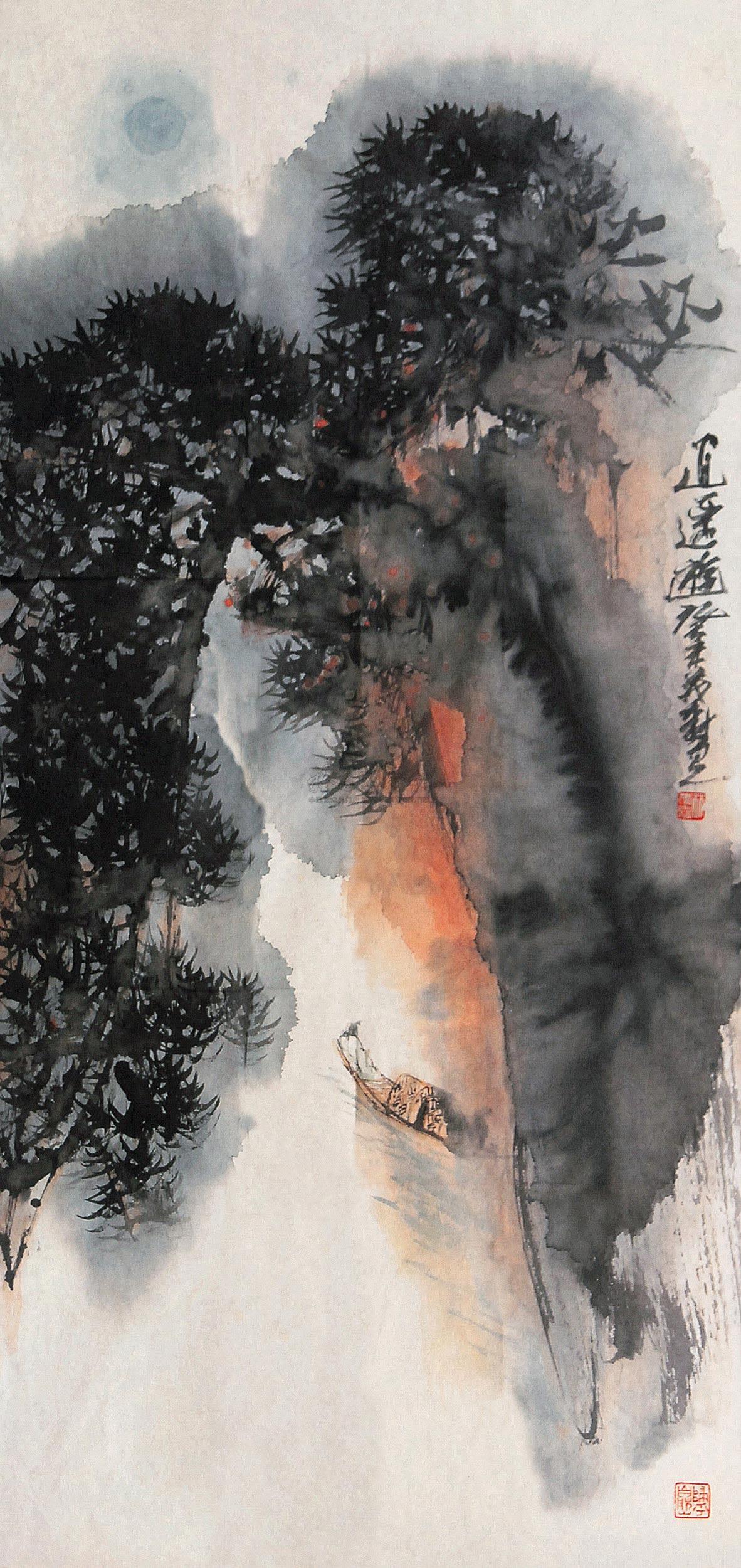 林茂森 2003年作 逍遥游 镜心