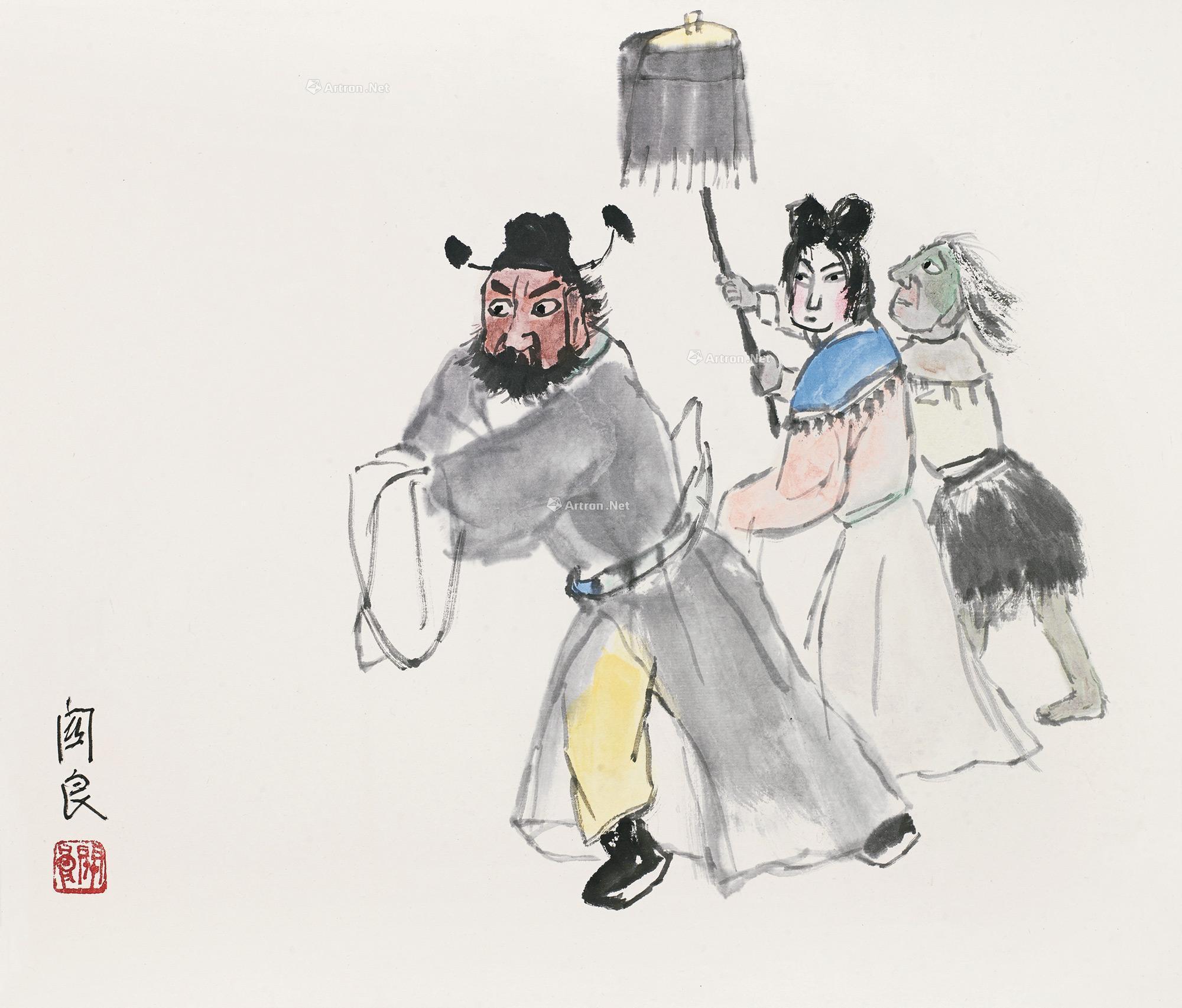 关良 钟馗嫁妹图 镜框