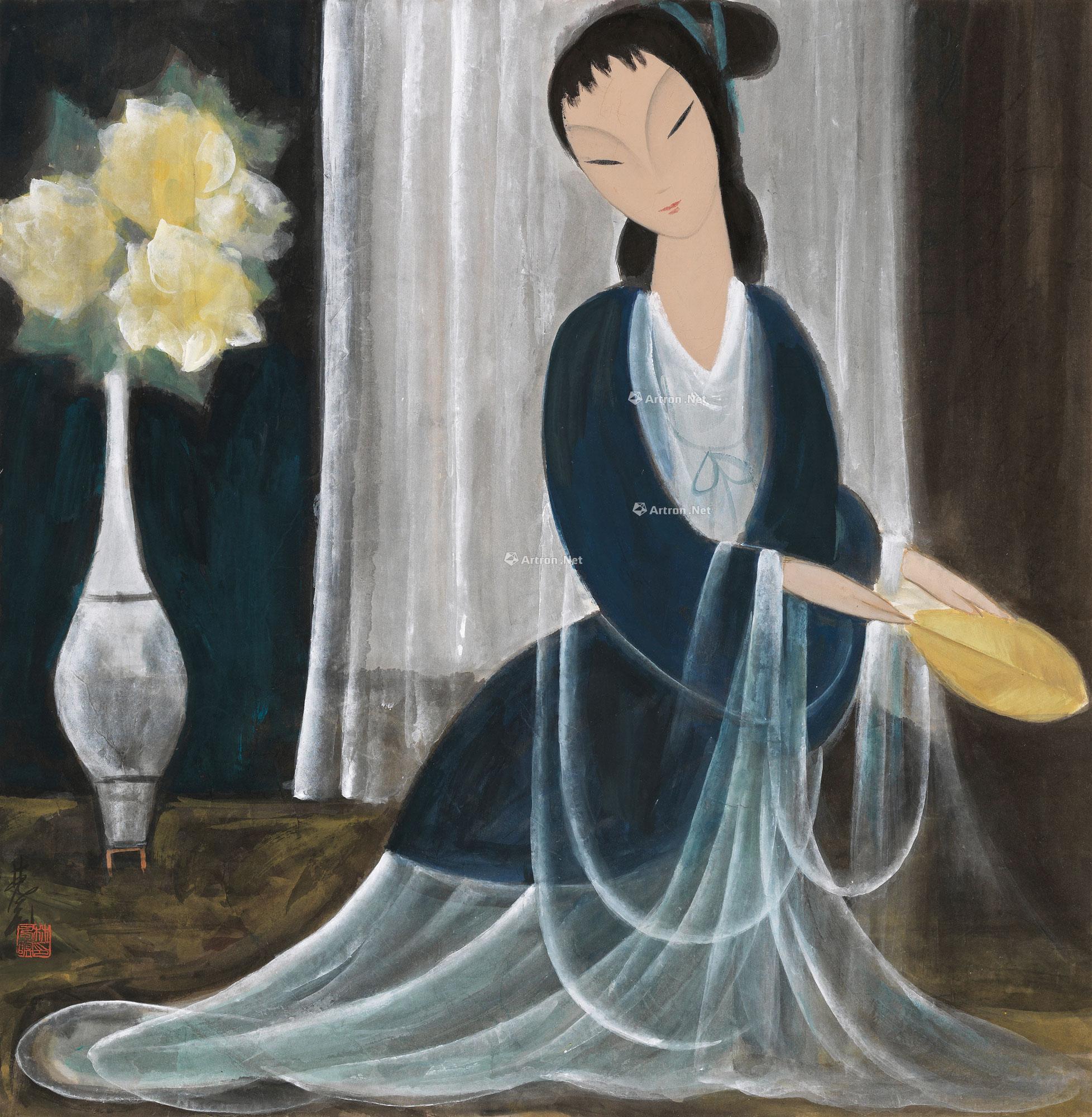 林风眠 执扇仕女 镜心