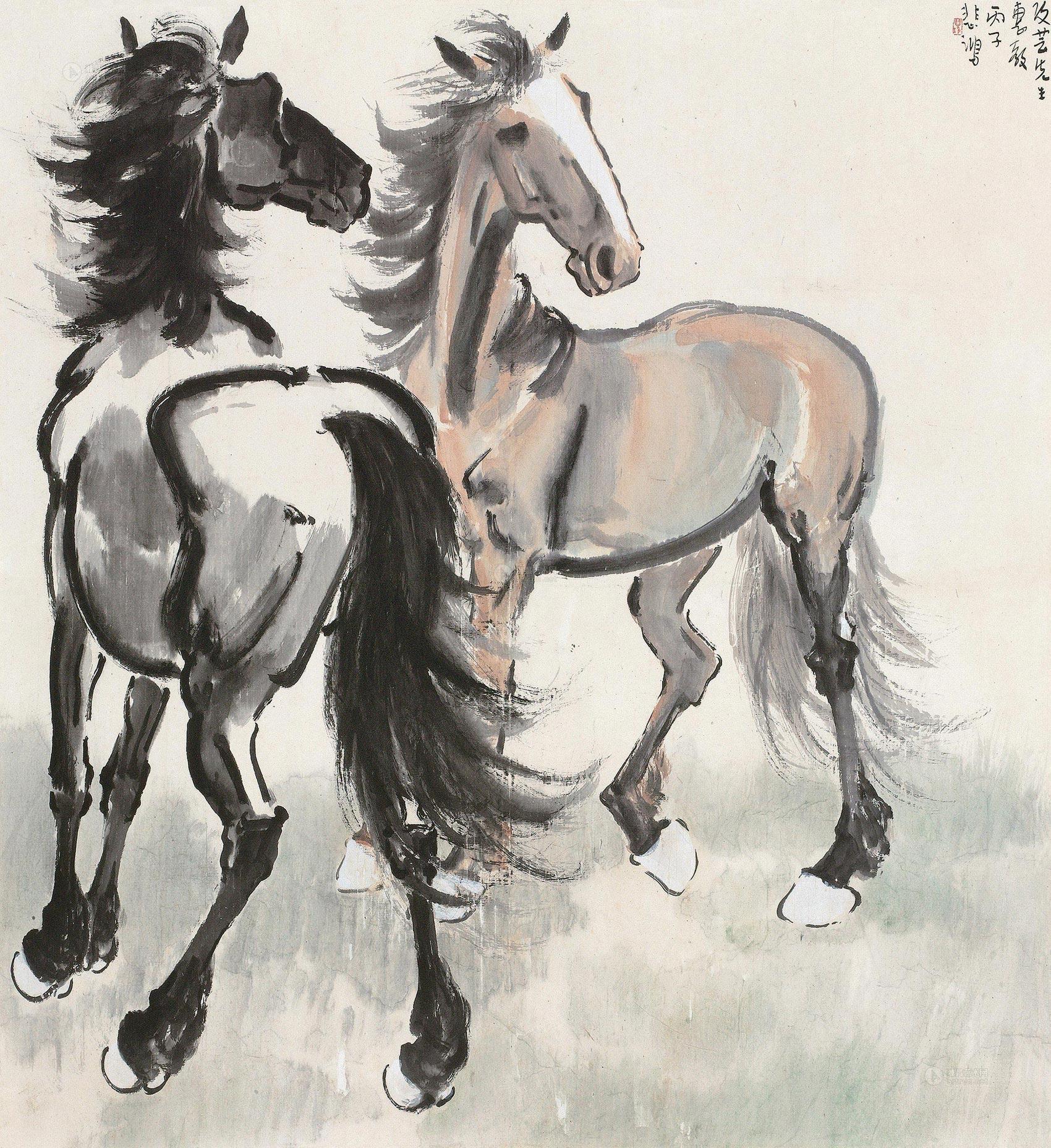 lot0634 徐悲鸿 1936年作 双