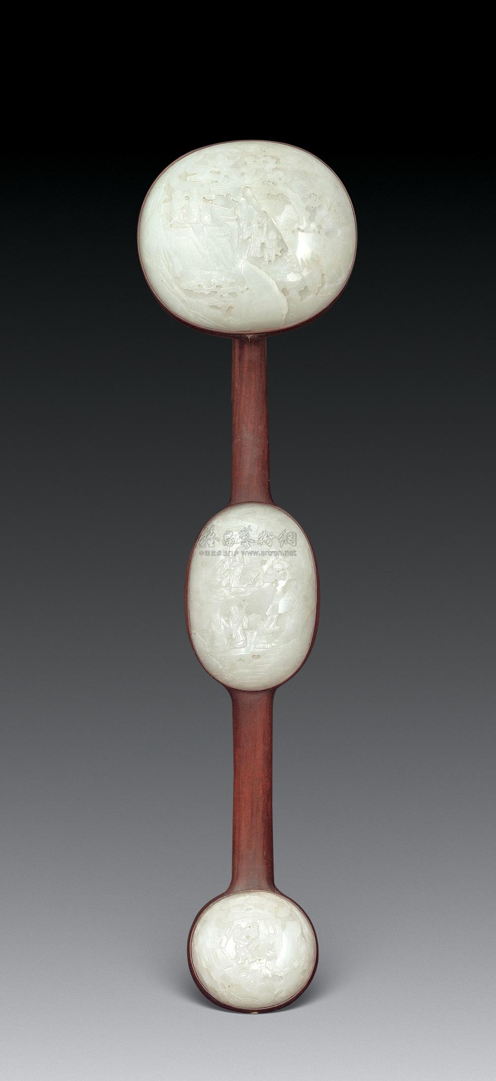 清 红木三镶玉如意