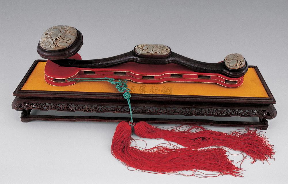 清 红木三镶玉如意