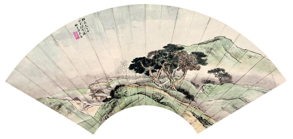 何海霞 山水 扇面