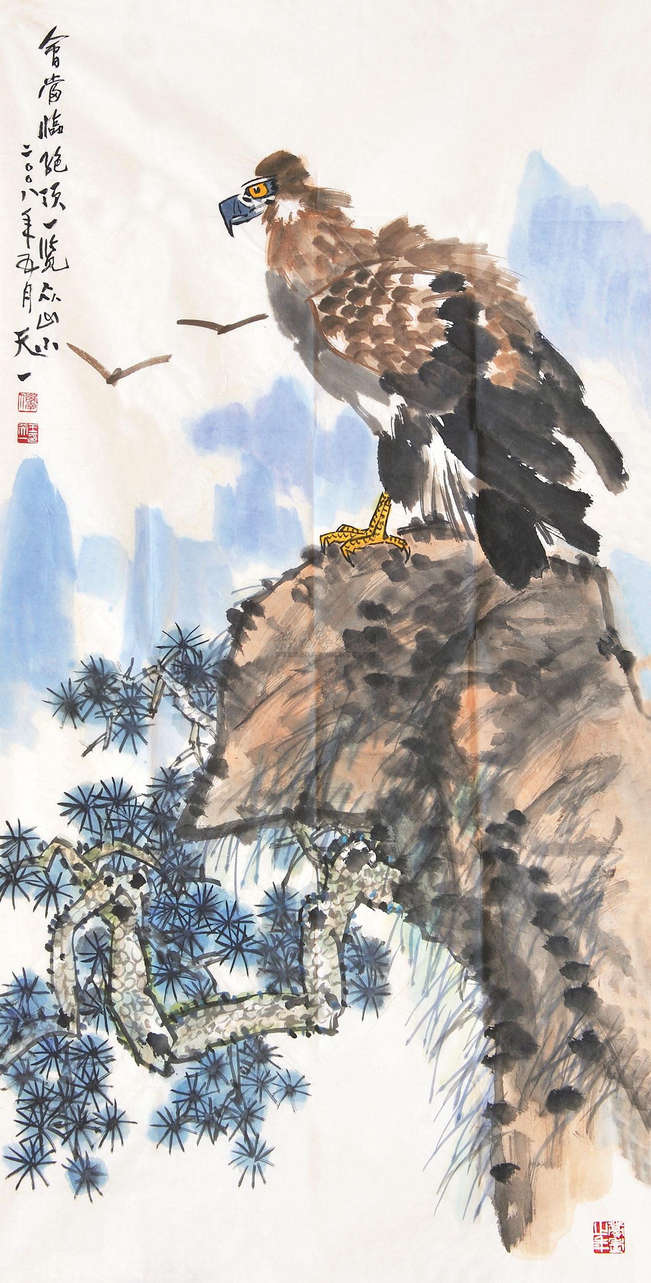 王天一 松鹰图 镜心