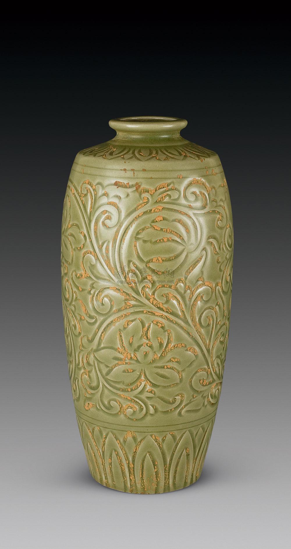 宋 耀州窑刻花缠枝纹棒槌瓶