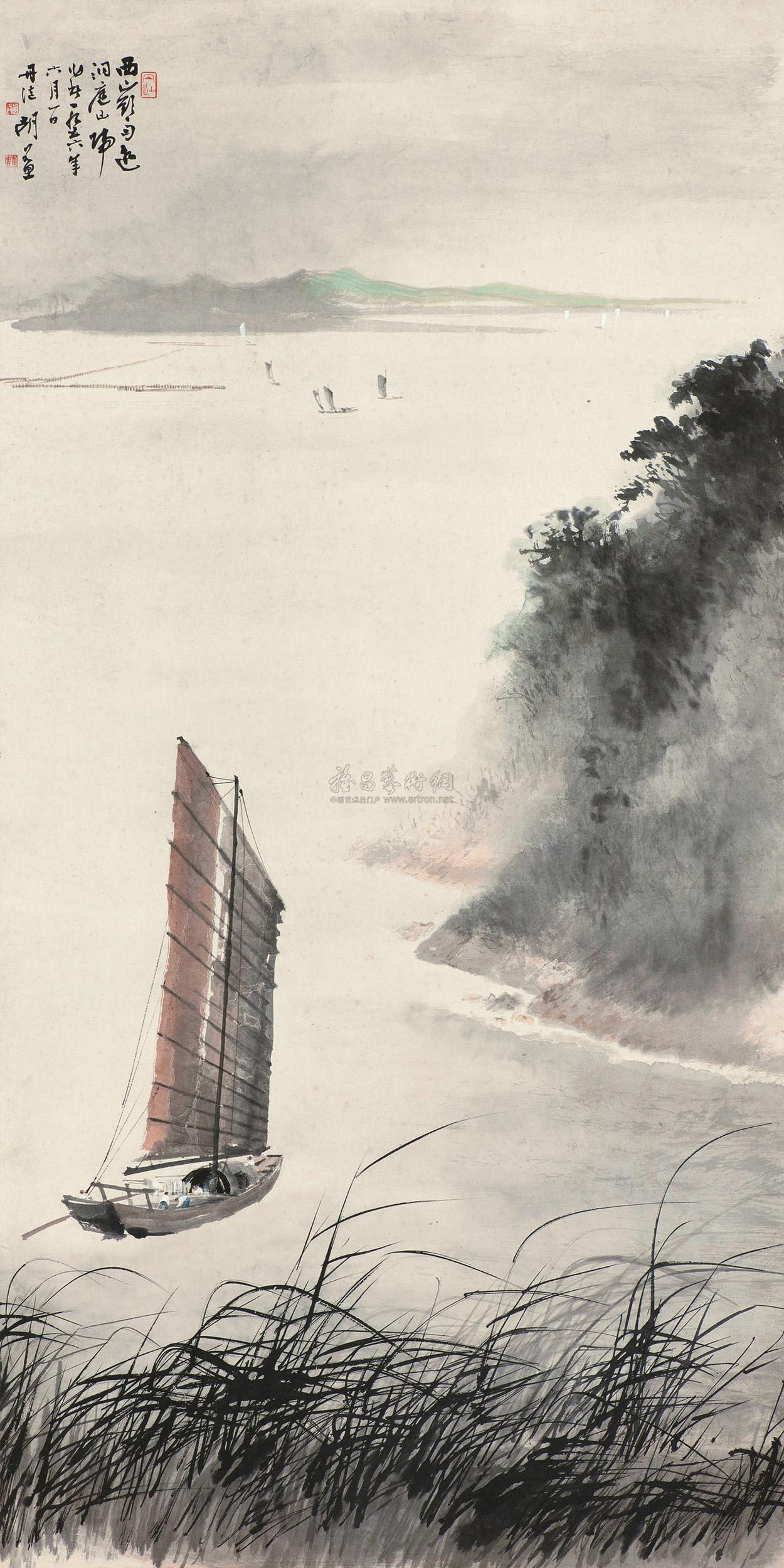 胡若思 1956年作 洞庭泛舟 立轴成交价未提供拍卖时间2012-09-16拍品