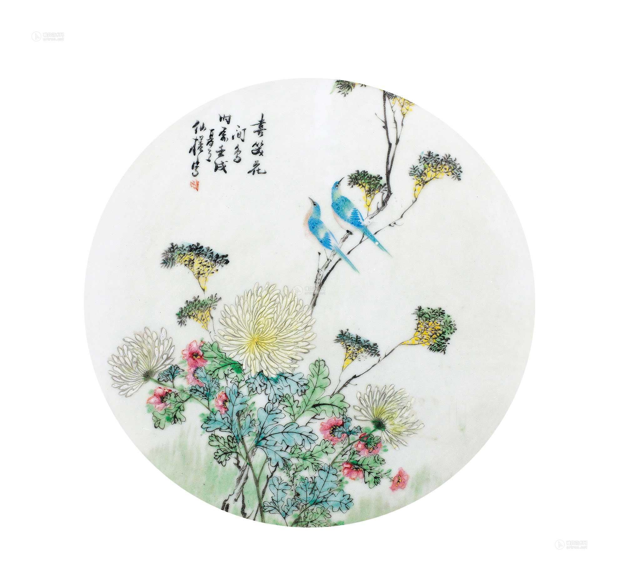 lot1262 民国 仙槎花鸟圆板-一品 - 雅昌拍卖图录app