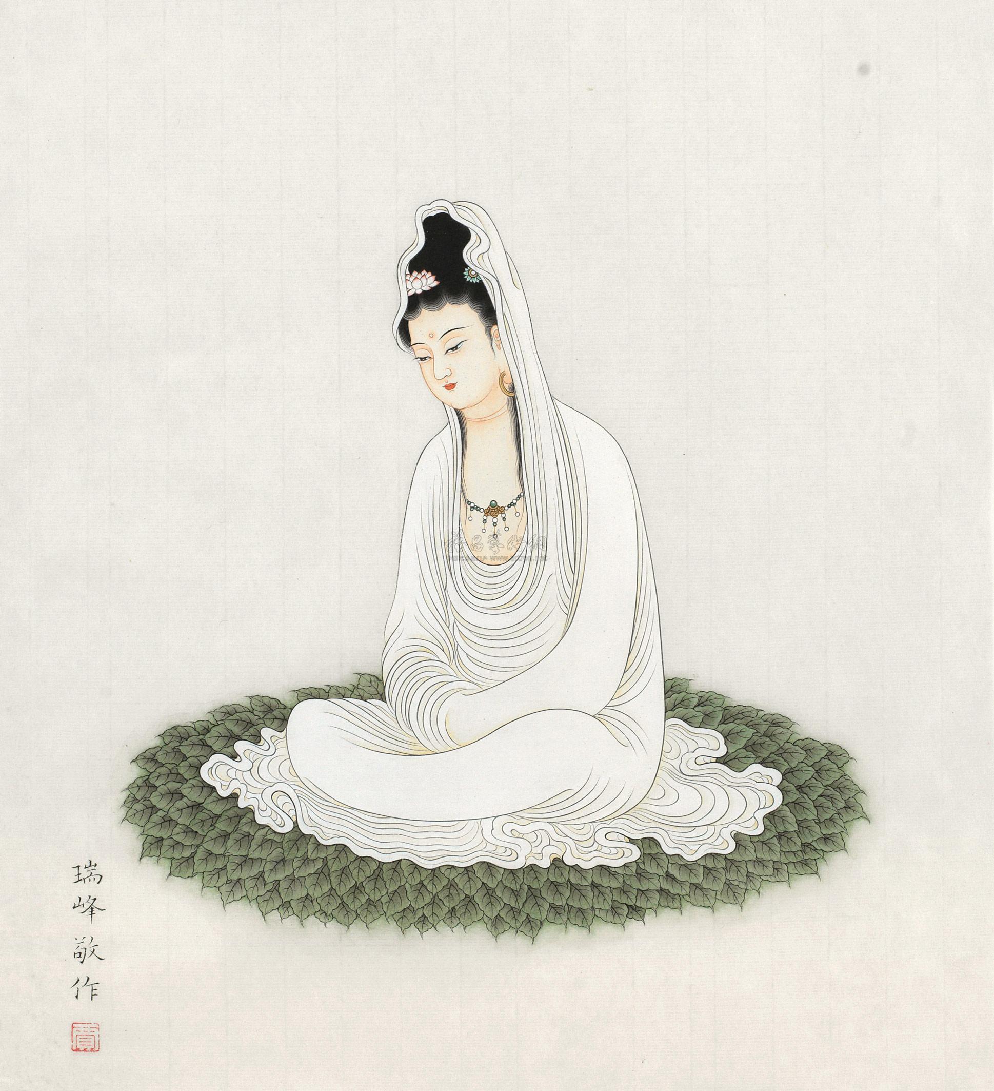 贾瑞峰 观音菩萨像 镜心