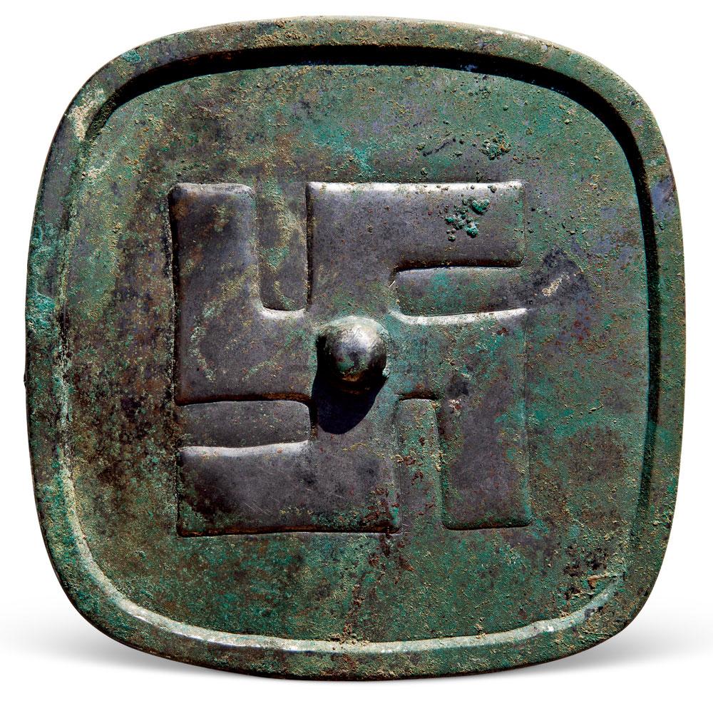 五代 方形万字镜