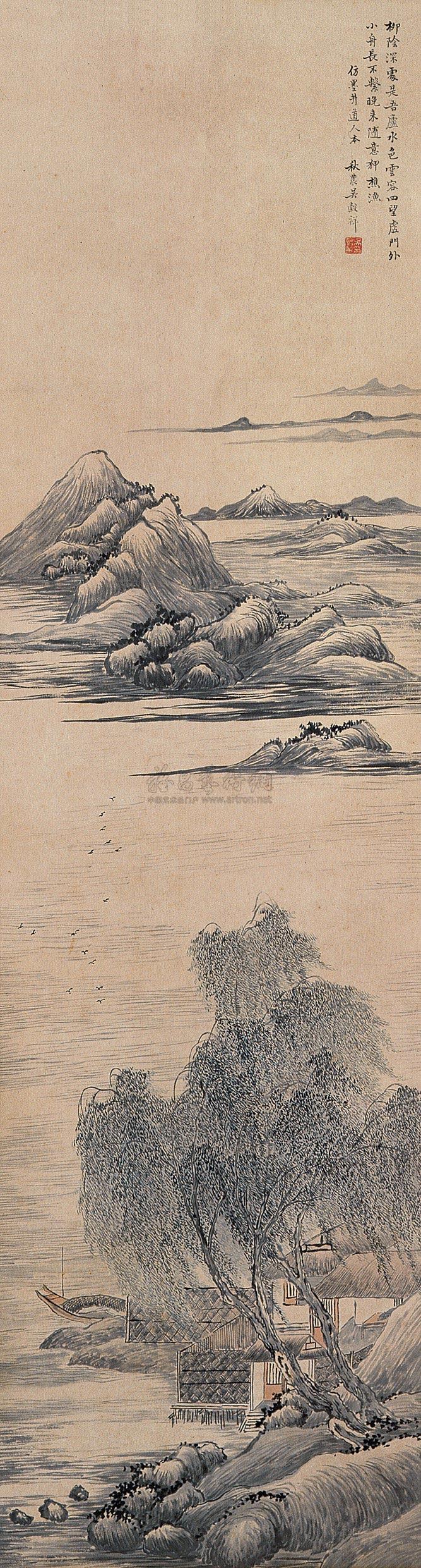 吴榖祥 柳荫清晓 立轴