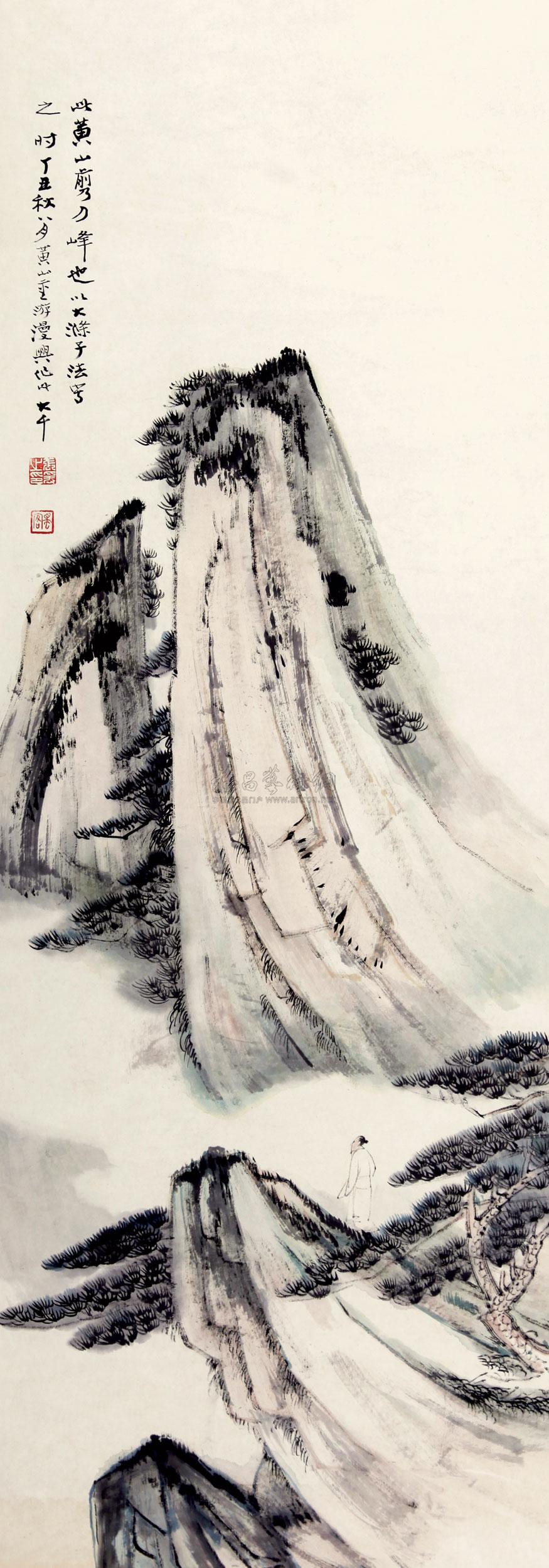 lot0076 张大千 山水人物 镜片- - 雅昌拍卖图录app
