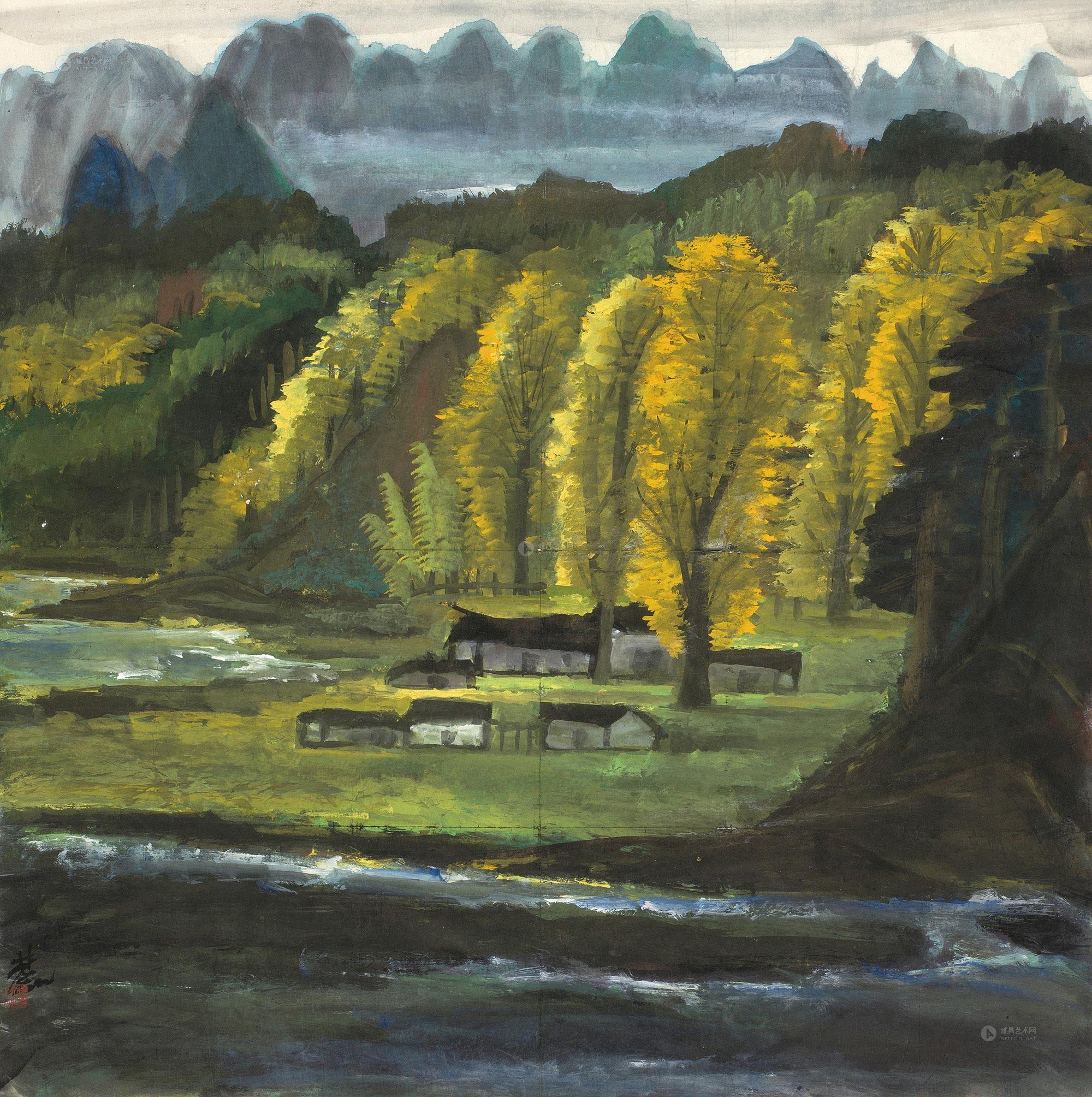 林风眠 秋林 镜心