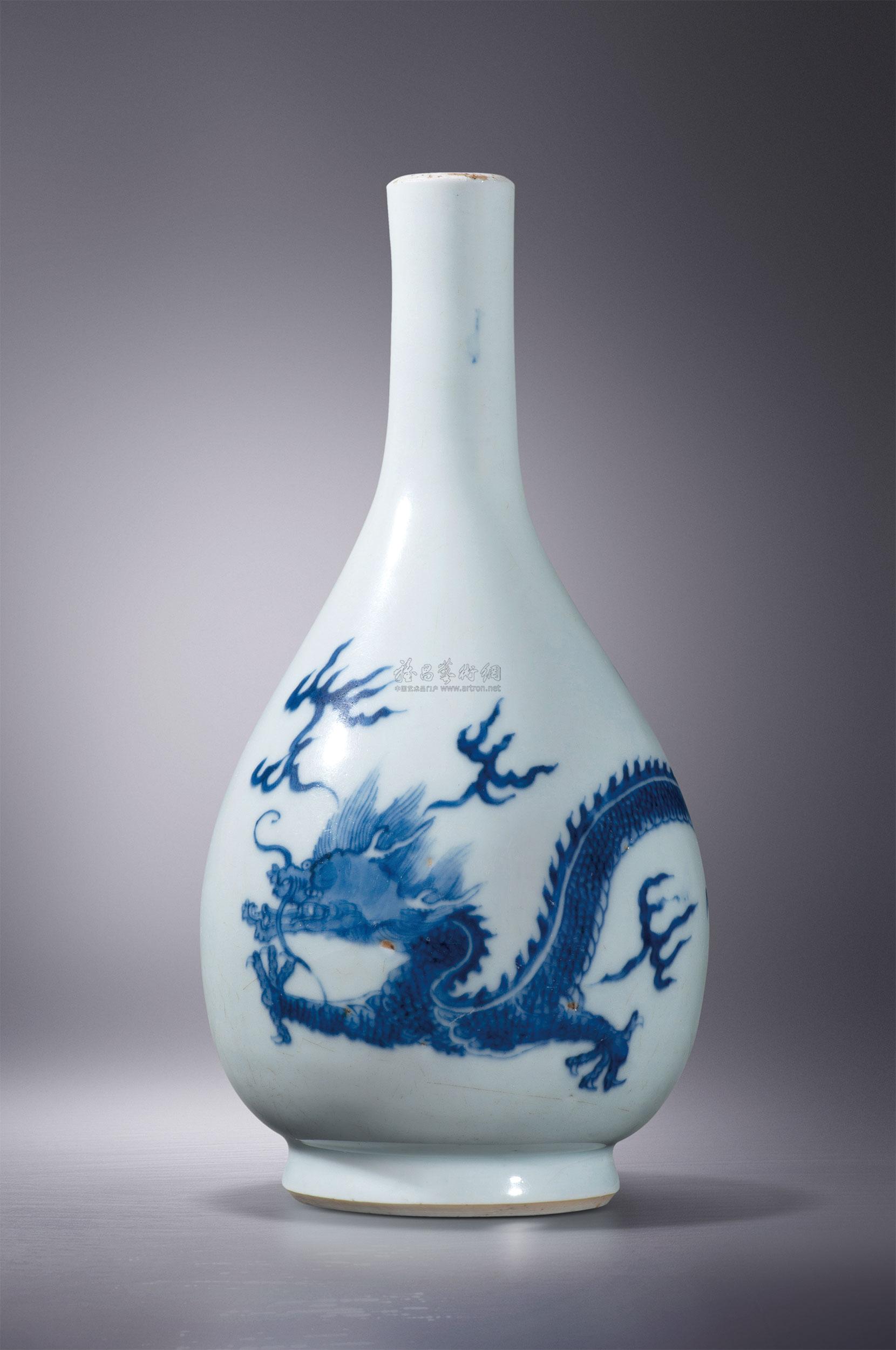 lot0017 清康熙 青花龙纹胆瓶-瓷 - 雅昌拍卖图录app