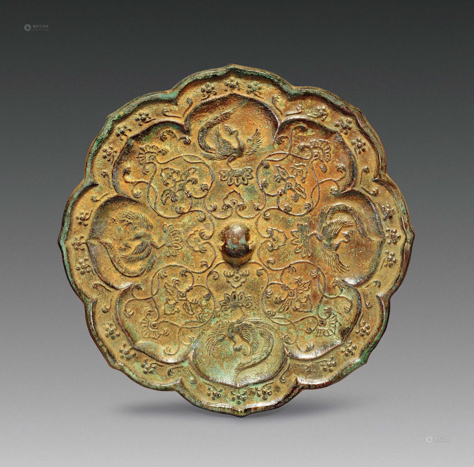 元 葵形凤纹铜镜