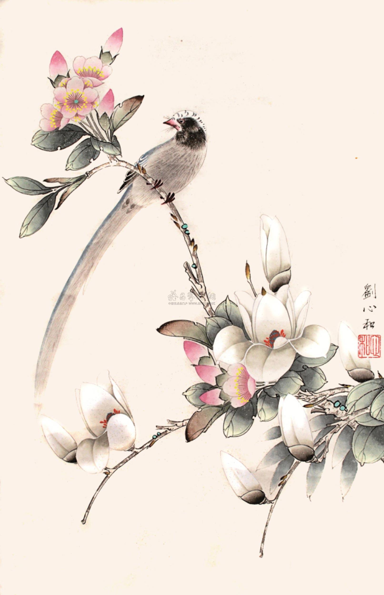 玉兰寿带鸟 立轴作者刘心和拍品分类中国书画>绘画尺寸62×42cm估价