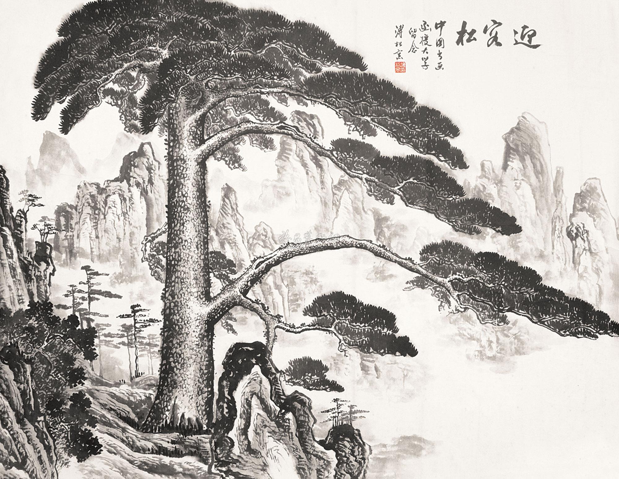 薄松窗 迎客松 托片