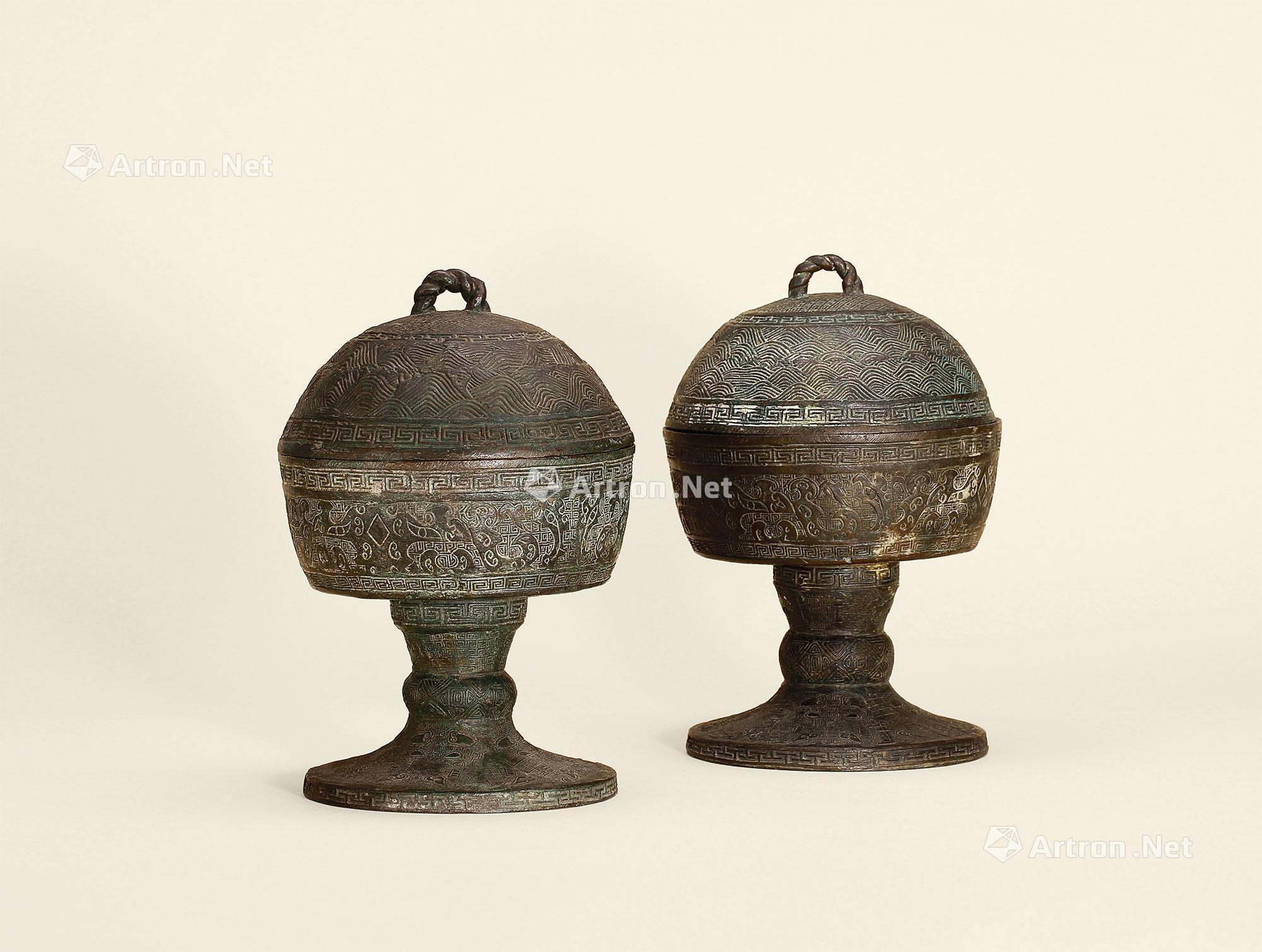 0097清乾隆铜文庙祭祀款豆一对