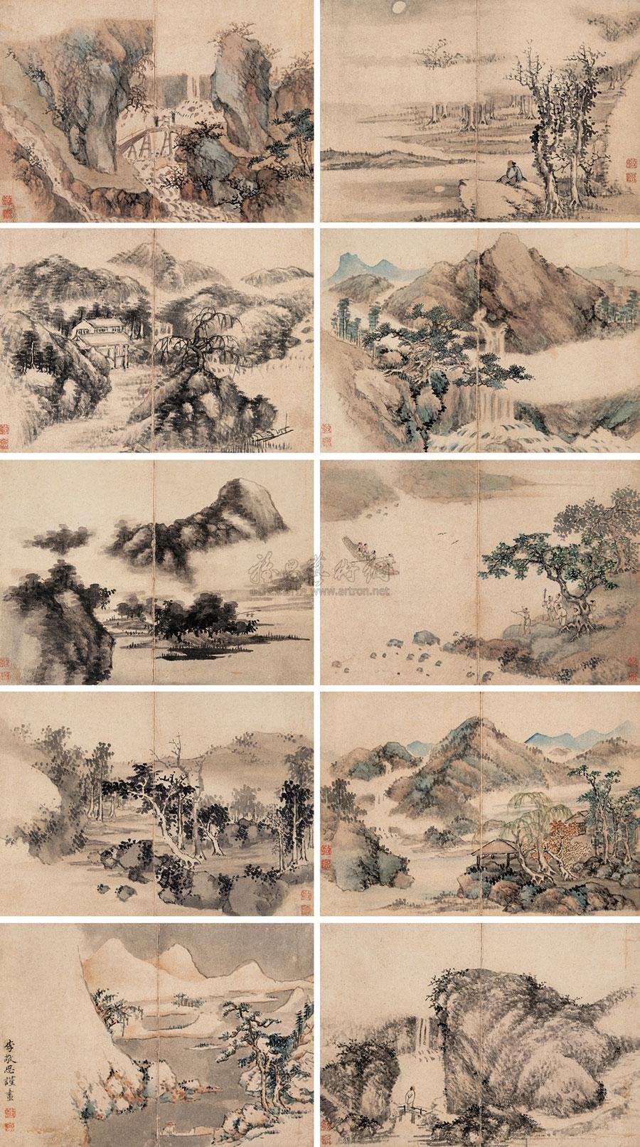 李敬思 山水 册页(十开)