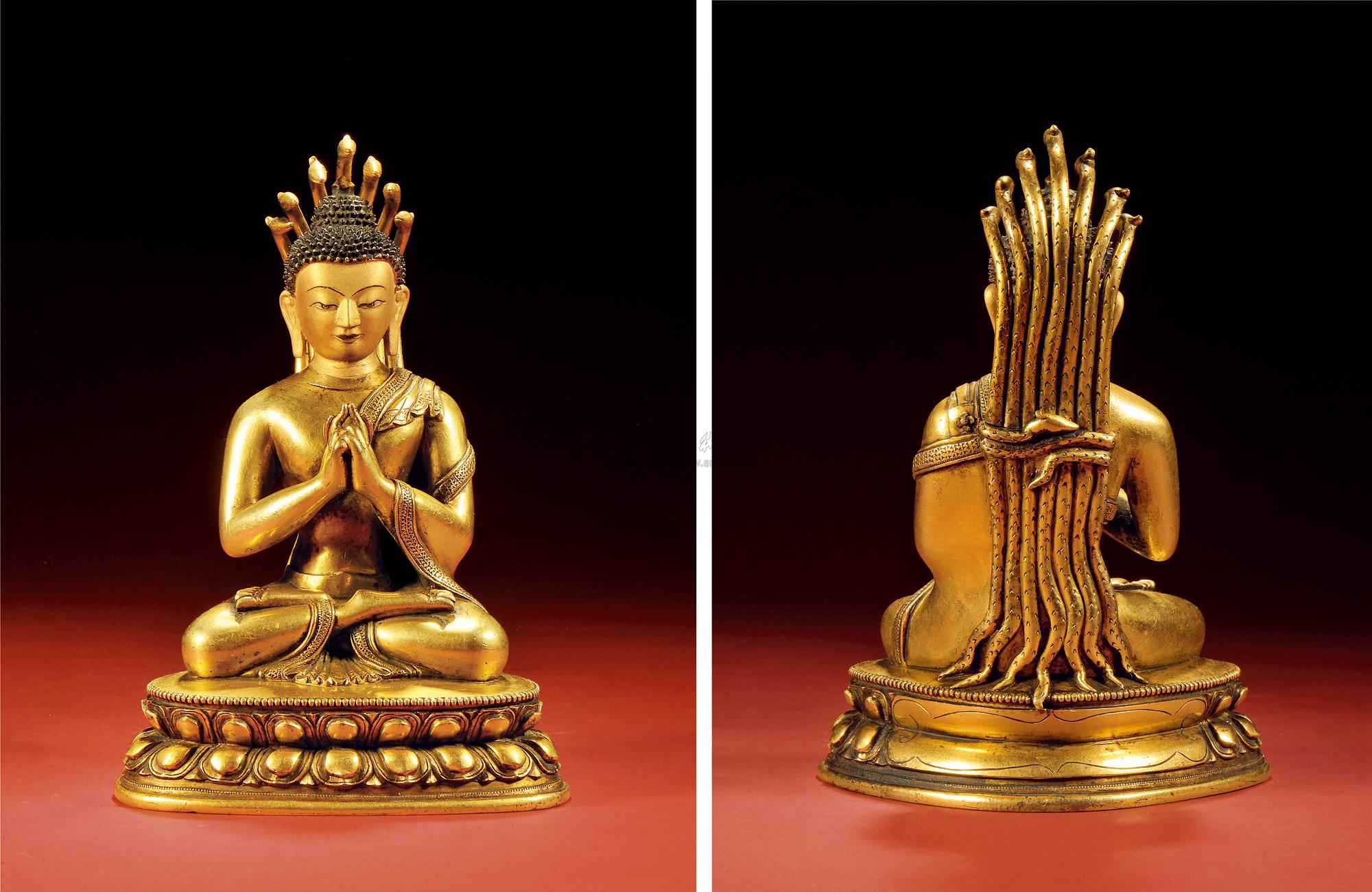 汉藏18世纪 铜鎏金龙尊王佛
