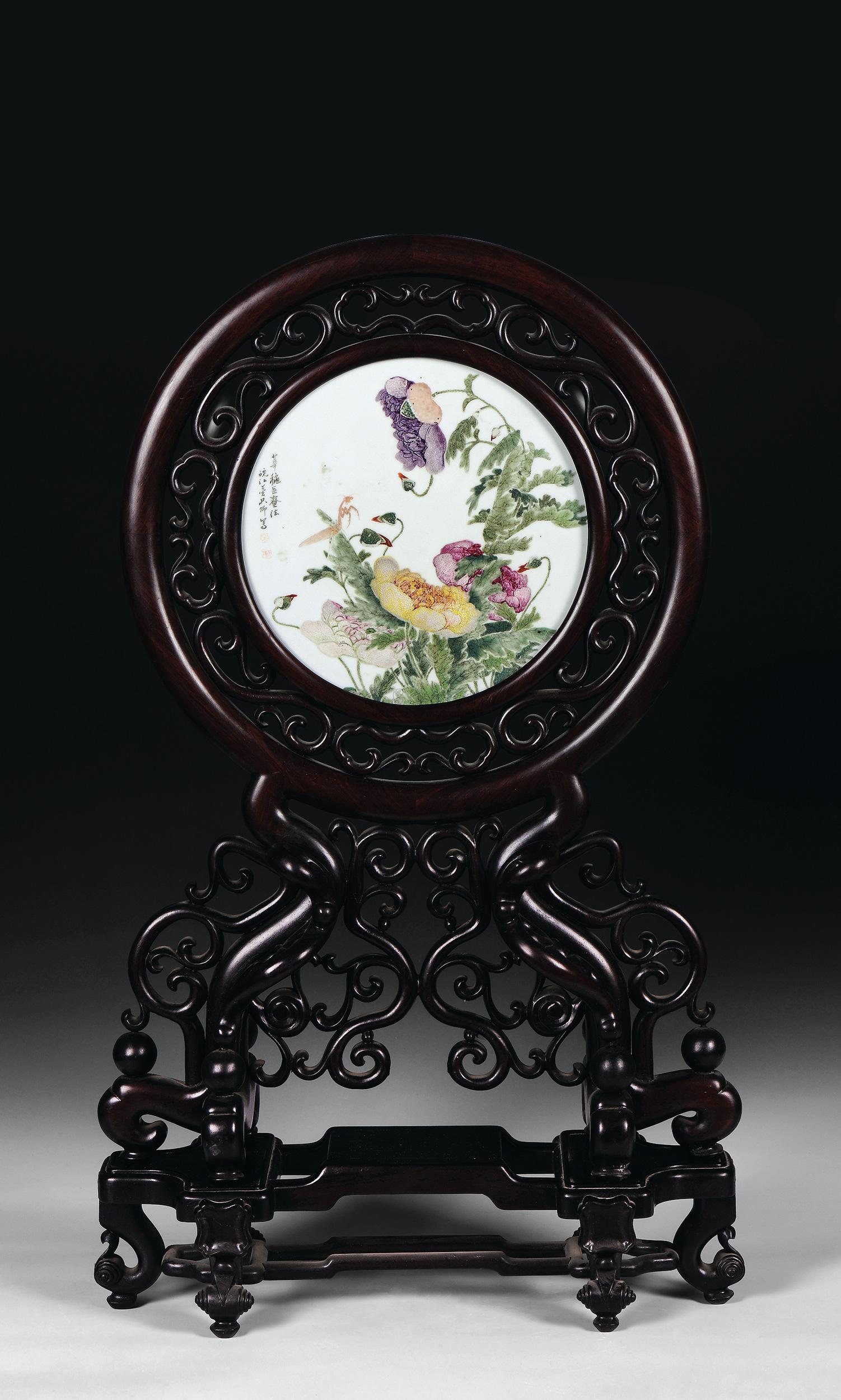 5003 金品卿 花之恋浅绛彩瓷板