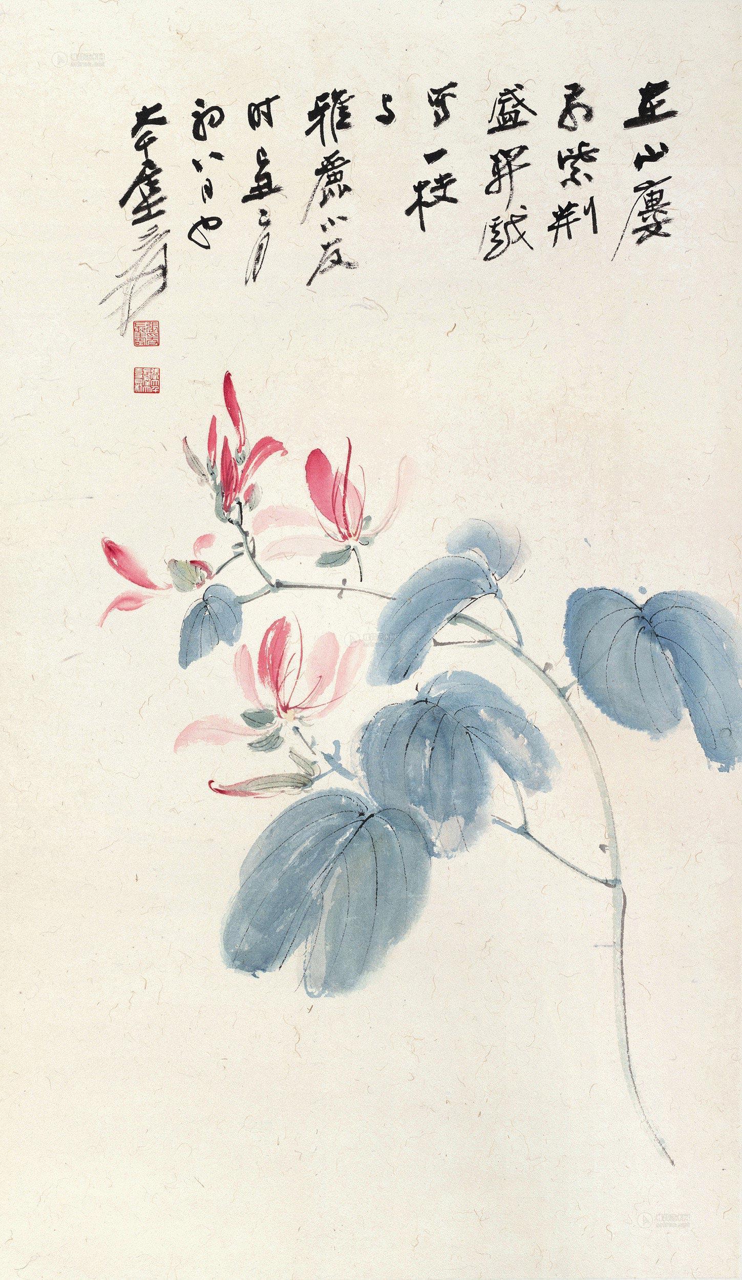 紫荆花 镜心作者张大千 (1899～1983)拍品分类中国书画>绘画创作年代