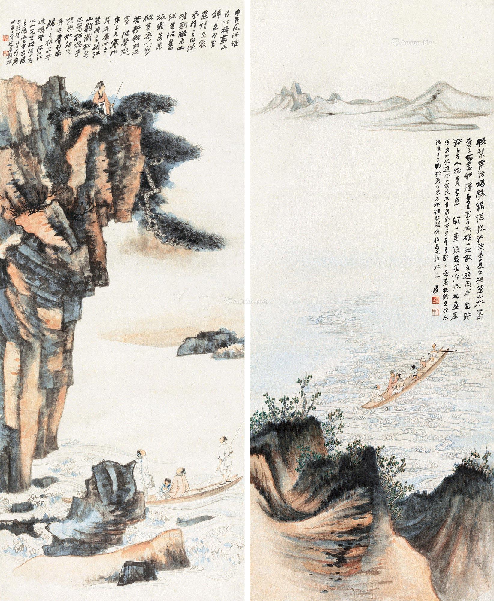 张大千 辛巳(1941年)作 前后赤壁 立轴