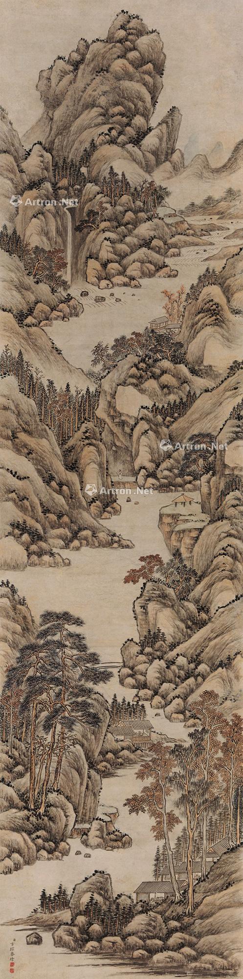 方琮 秋山访友图 立轴
