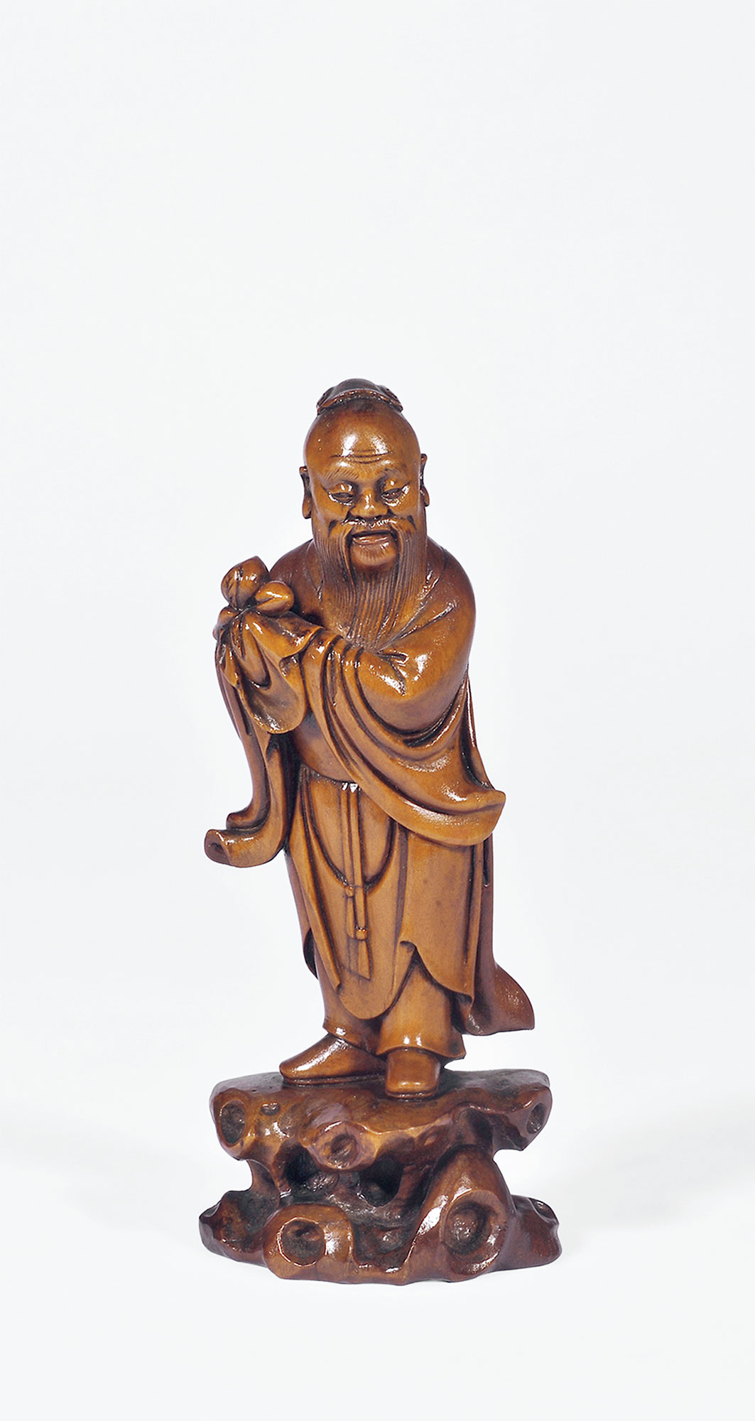 清 木雕东方朔偷桃像