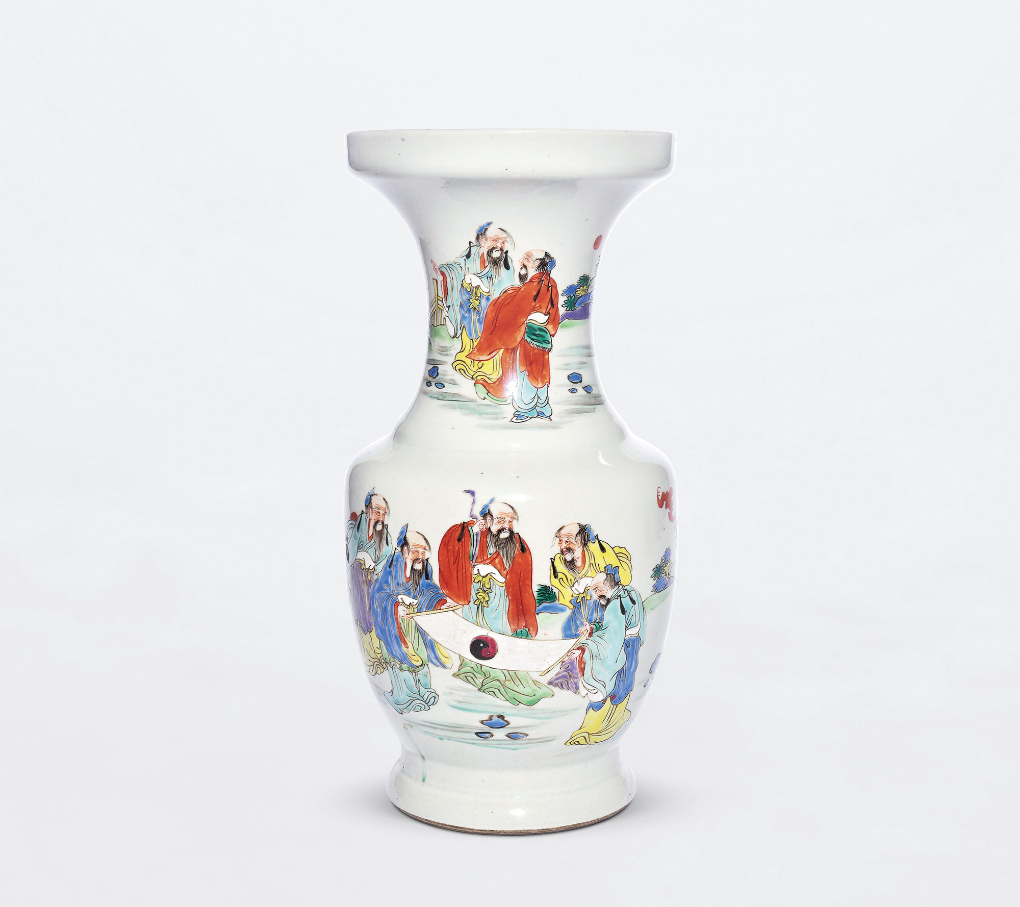 lot4901 清雍正 粉彩五老观画图盘 - 雅昌拍卖图录app