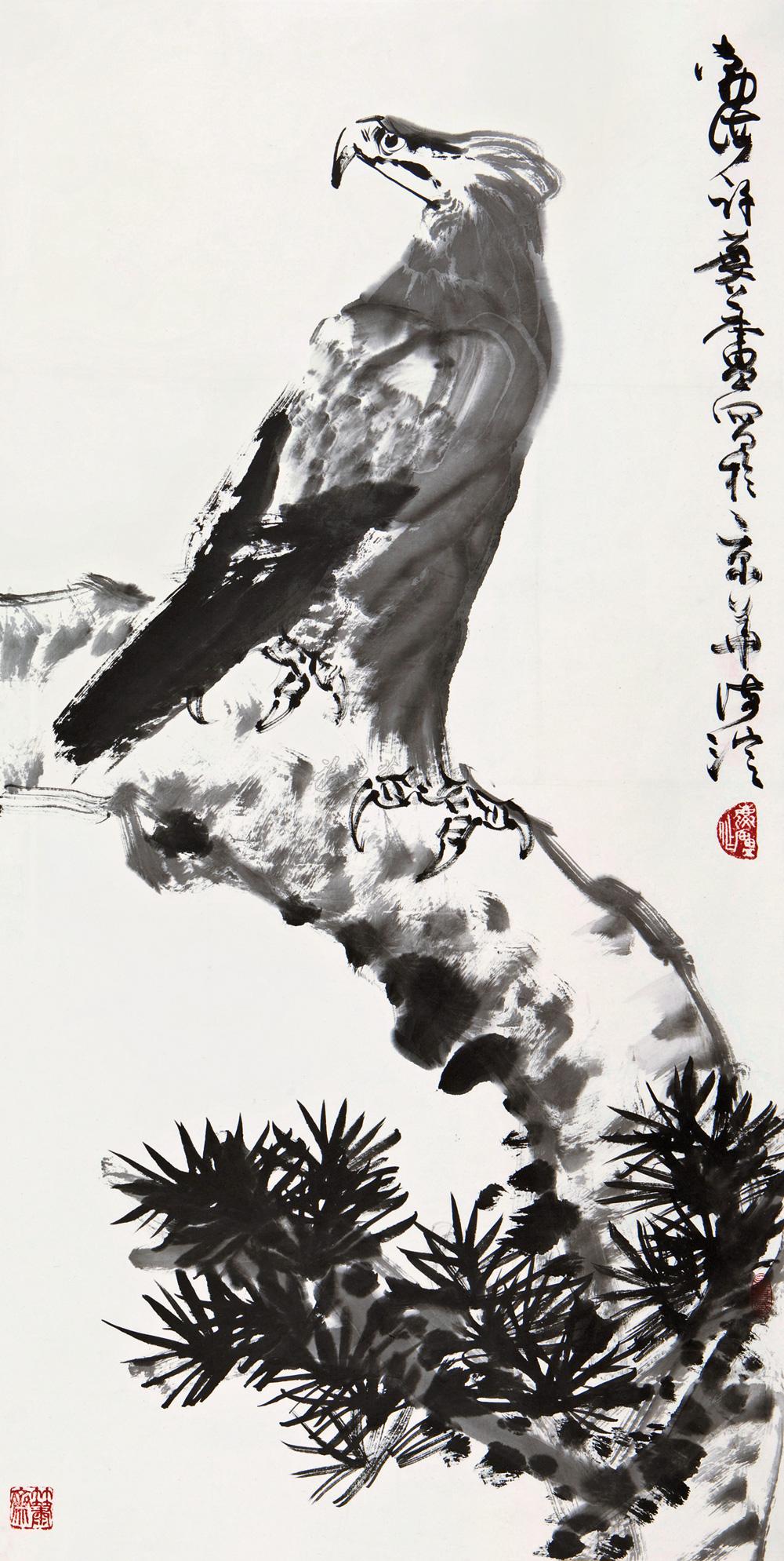 许麐庐 松鹰图